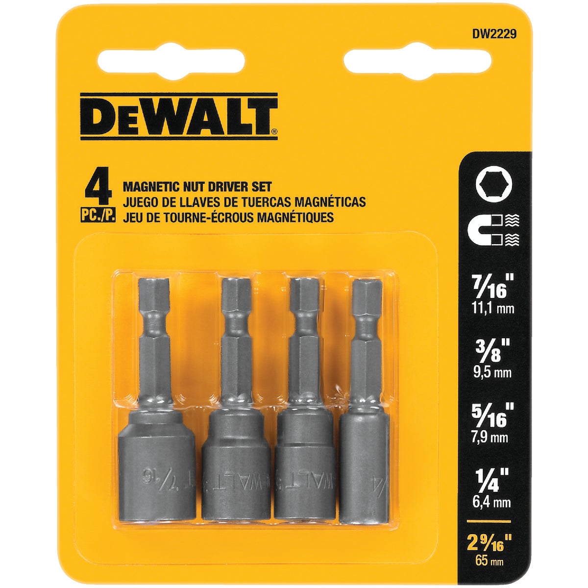 DEWALT 4-Piece Magnetic Nutdriver Bit Set Image 1