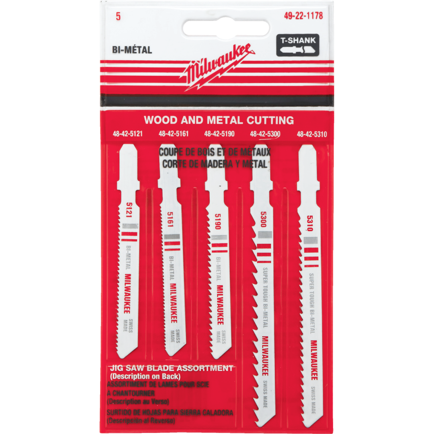 Milwaukee 5-Piece T-Shank Jig Saw Blade Set Image 2