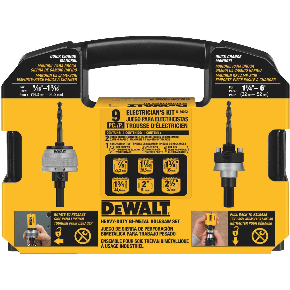 DeWalt Bi-Metal Heavy-Duty Electrician's Hole Saw Kit (9-Piece)