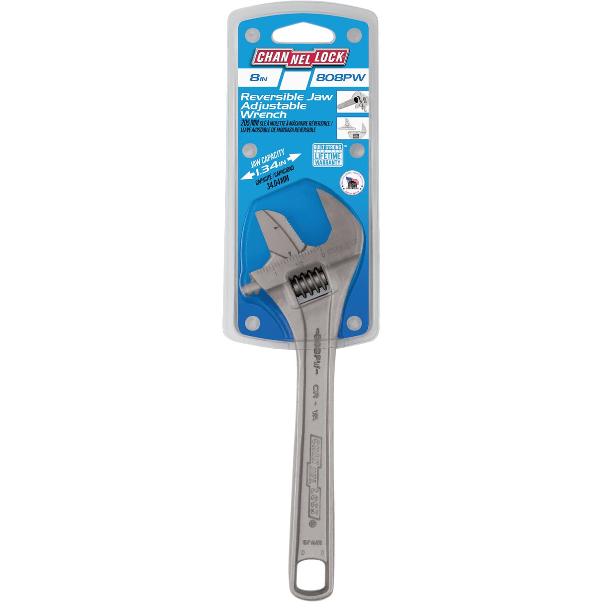 Channellock 8 In. Steel Adjustable Pipe Wrench with Extra Wide Reversible Jaw Image 4