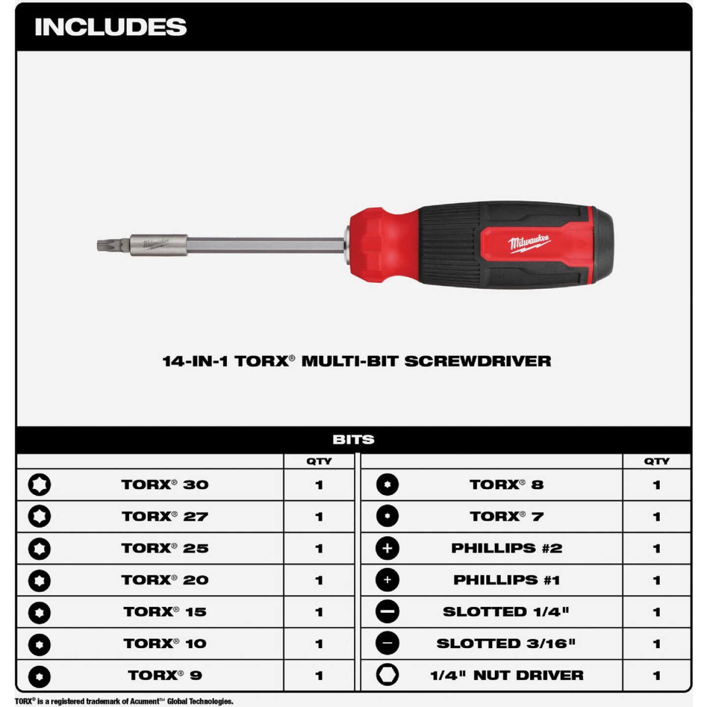 Milwaukee 14-in-1 TORX Multi-Bit Screwdriver Image 2
