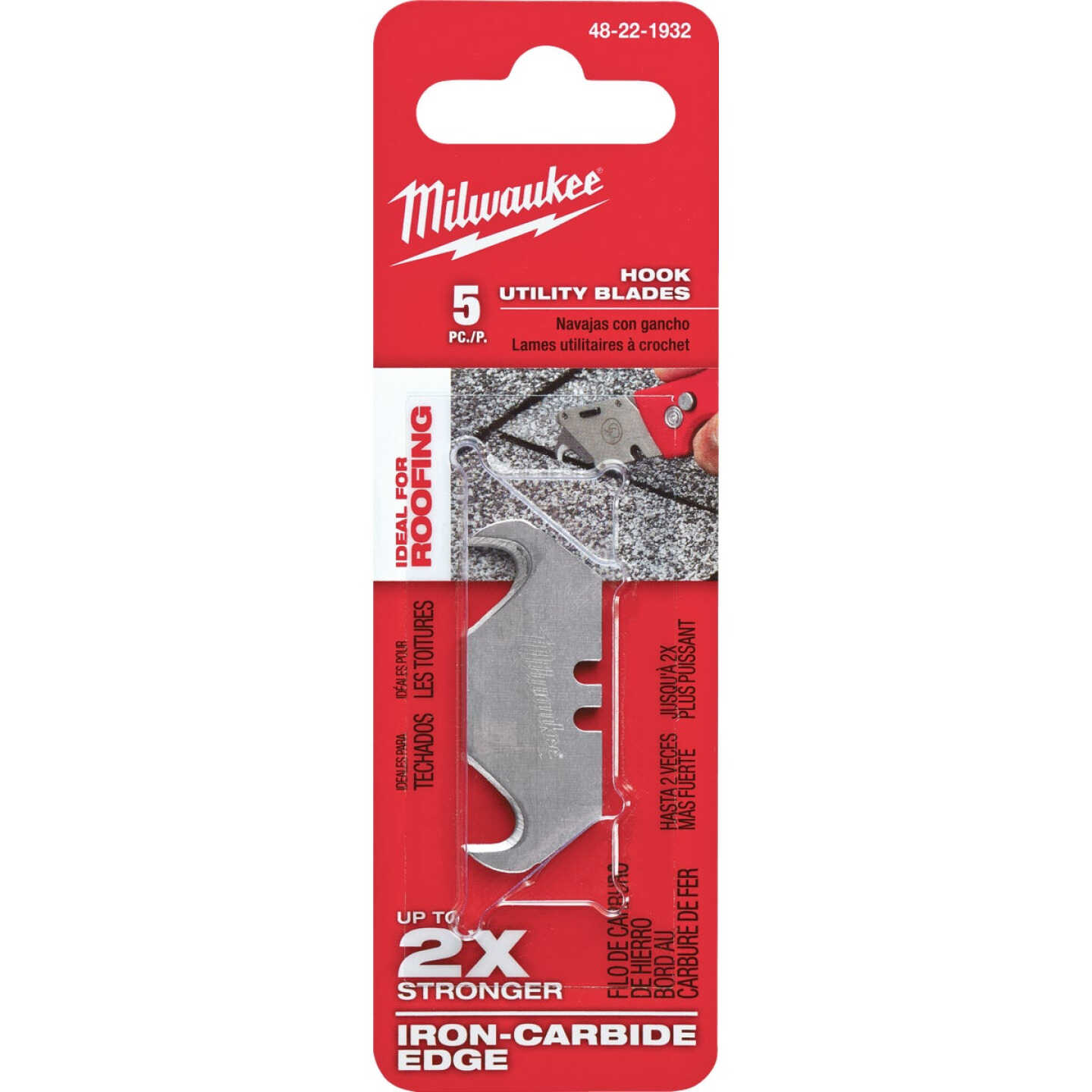 Milwaukee 2-Ended Hook 1-7/8 In. Utility Knife Blade (5-Pack) Image 2
