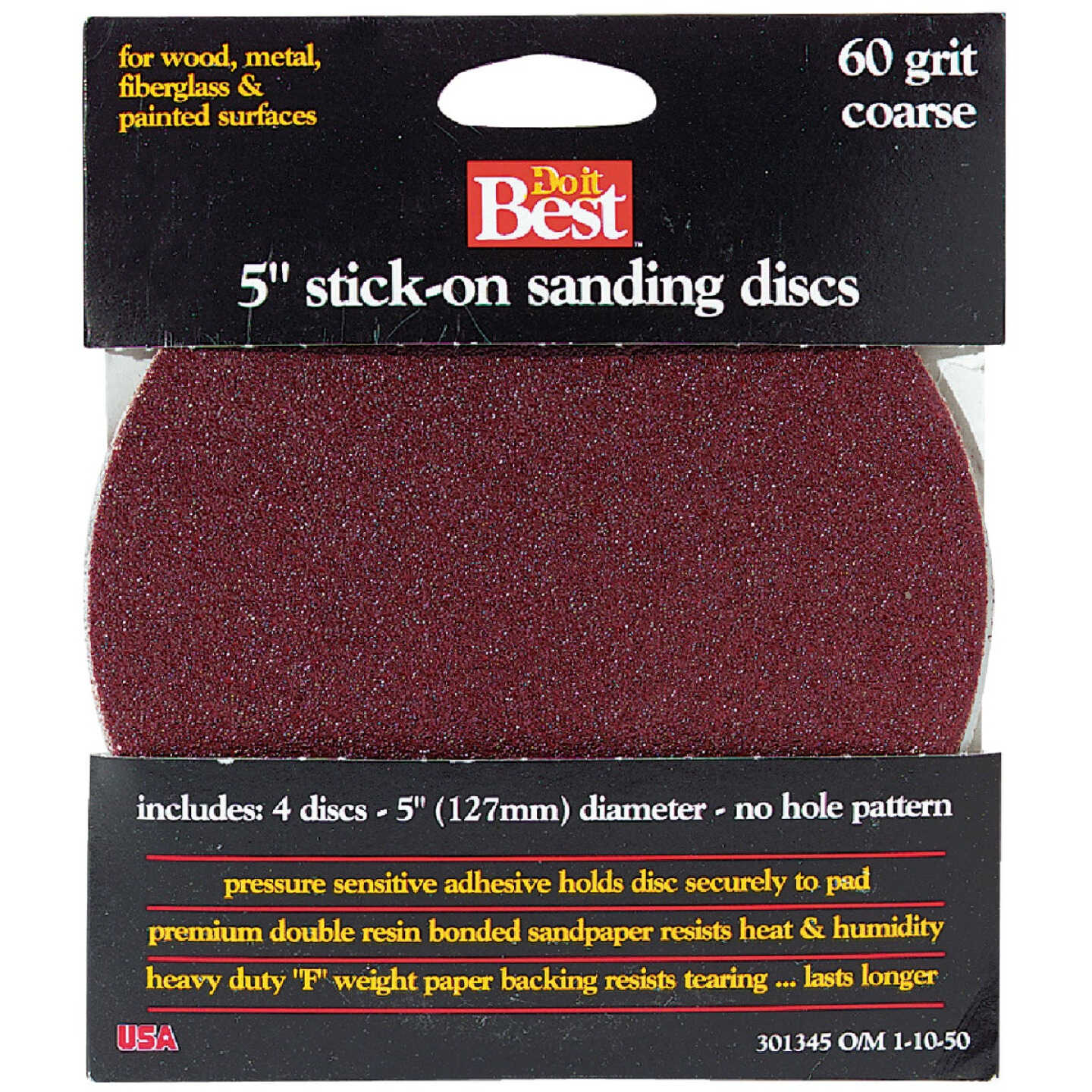 Do it Best 5 In. 60 Grit Stick-On Sanding Disc (4-Pack) Image 1