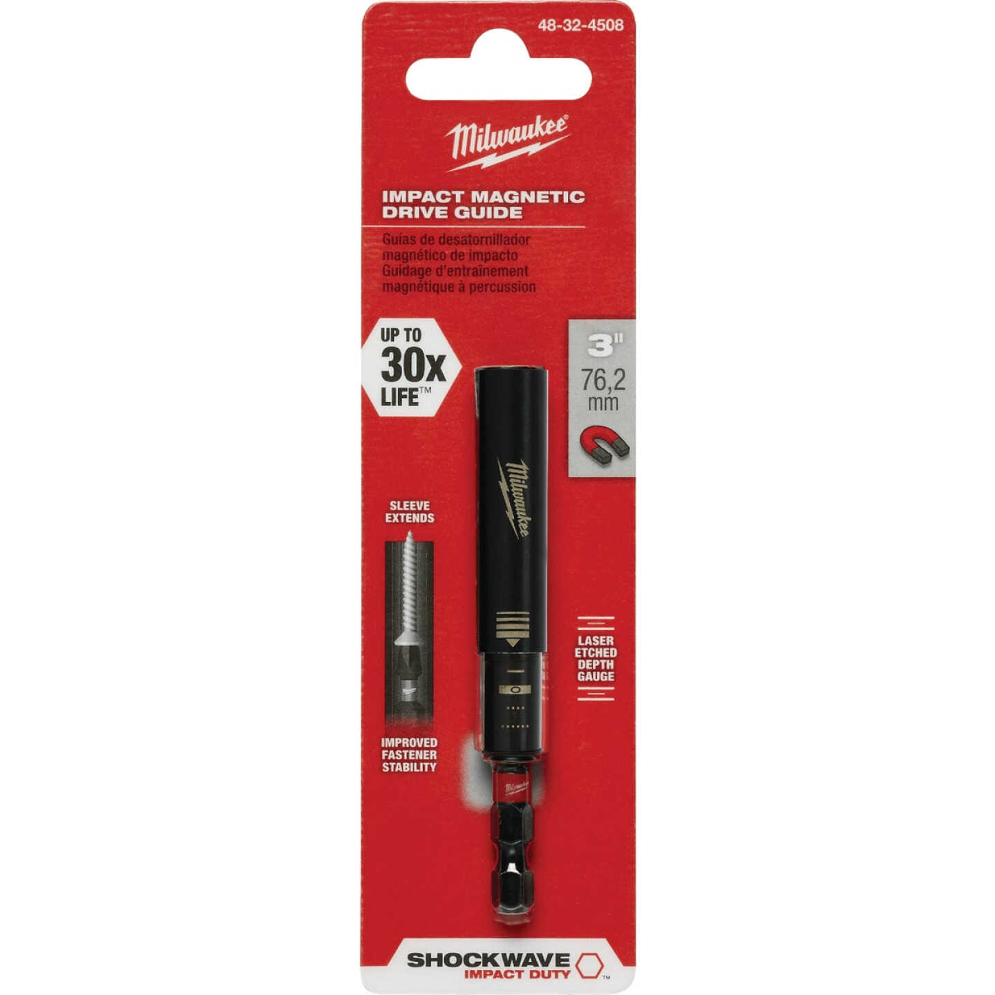 Milwaukee SHOCKWAVE 3 In. Magnetic Drive Guide Bit Holder Image 1