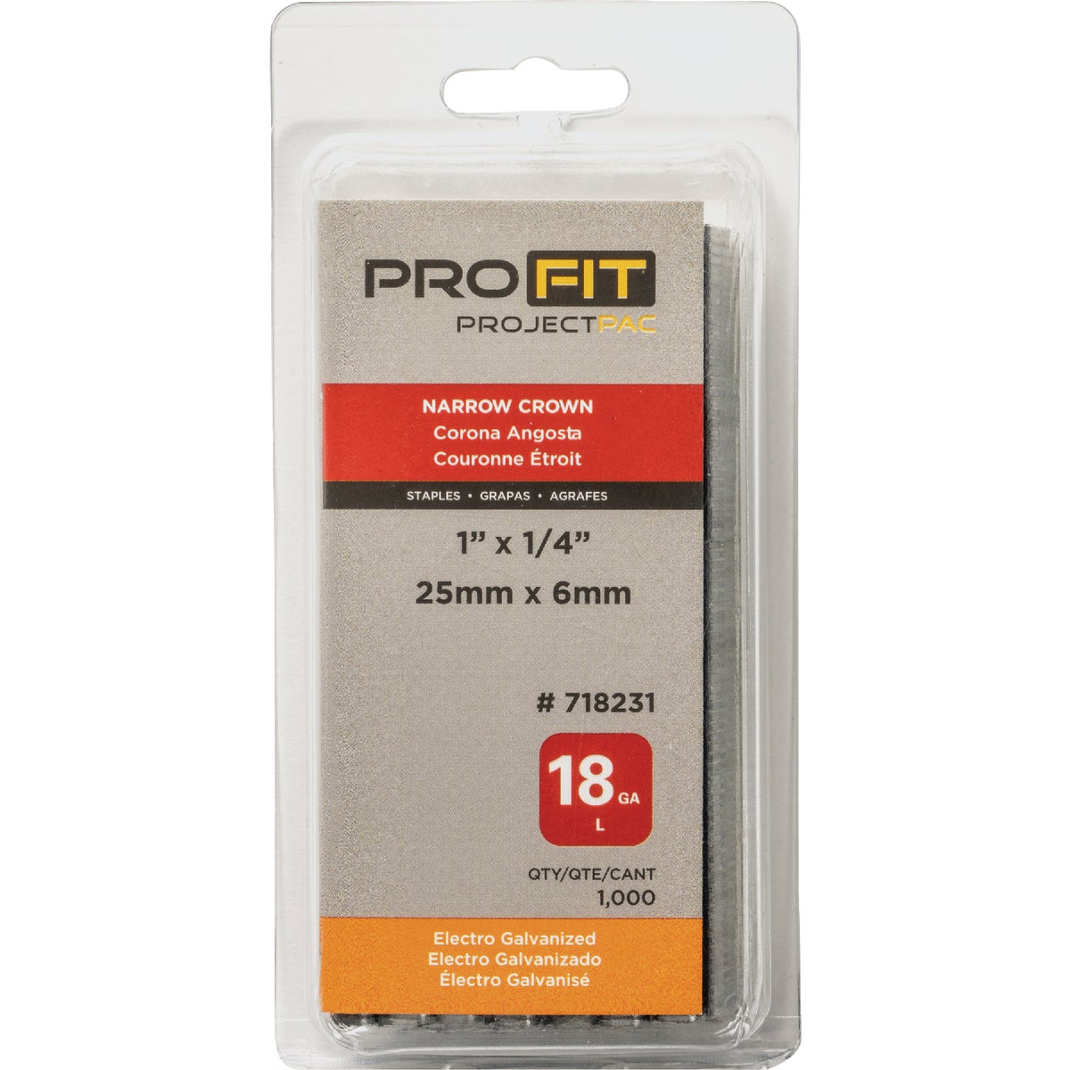 Pro-Fit 1/4 In. x 1 In. 18 Gauge Electro Galvanized L-Style Narrow Crown Staple (1000 Ct.) Image 2
