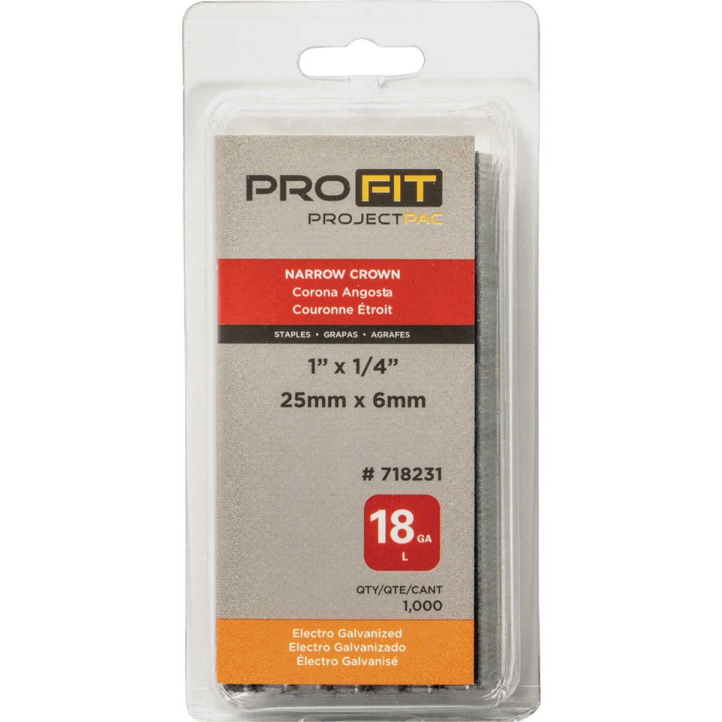 Pro-Fit 1/4 In. x 1 In. 18 Gauge Electro Galvanized L-Style Narrow Crown Staple (1000 Ct.) Image 2