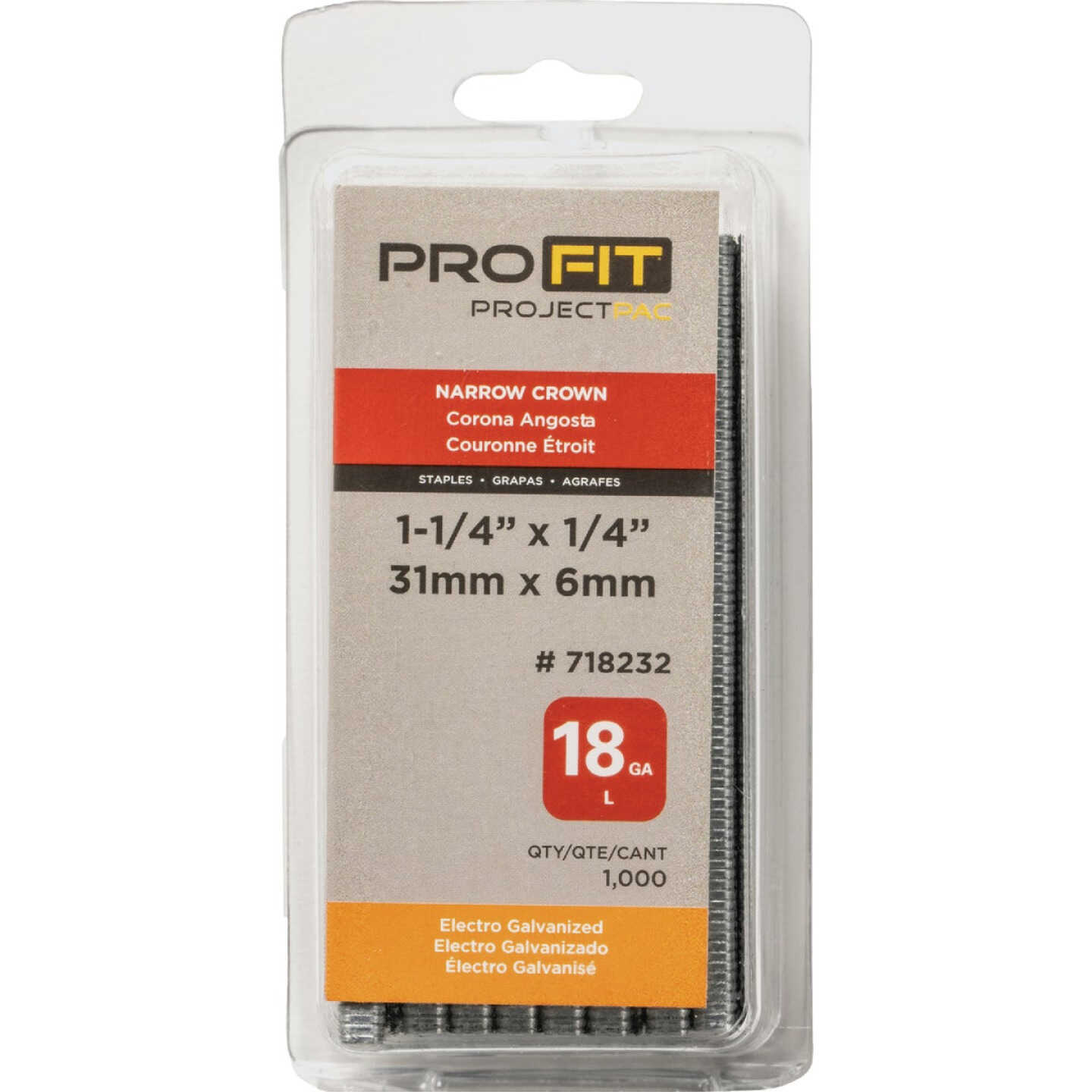 Pro-Fit 1/4 In. x 1-1/4 In. 18 Gauge Electro Galvanized L-Style Narrow Crown Staple (1000 Ct.) Image 2