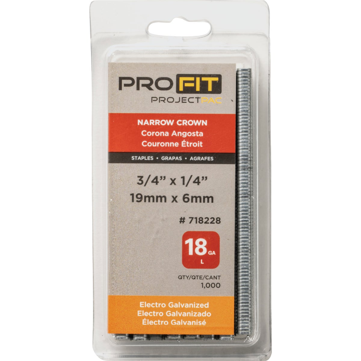 Pro-Fit 1/4 In. x 3/4 In. 18 Gauge Electro Galvanized L-Style Narrow Crown Staple (1000 Ct.) Image 2