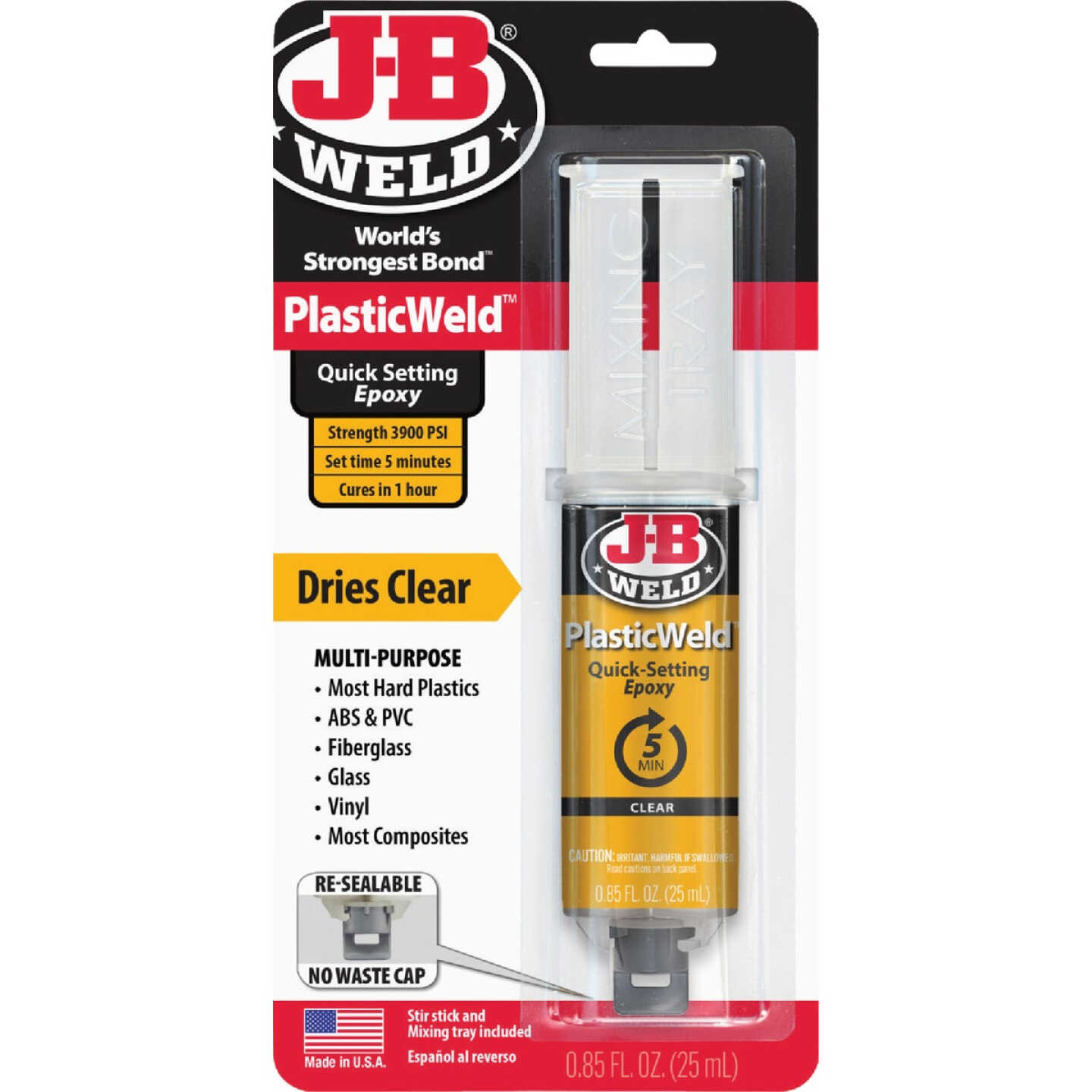 J-B Weld 0.85 Oz. PlasticWeld Epoxy Syringe Image 1