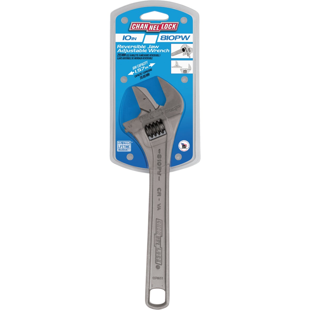 Channellock 10 In. Steel Adjustable Pipe Wrench with Extra Wide Reversible Jaw Image 5