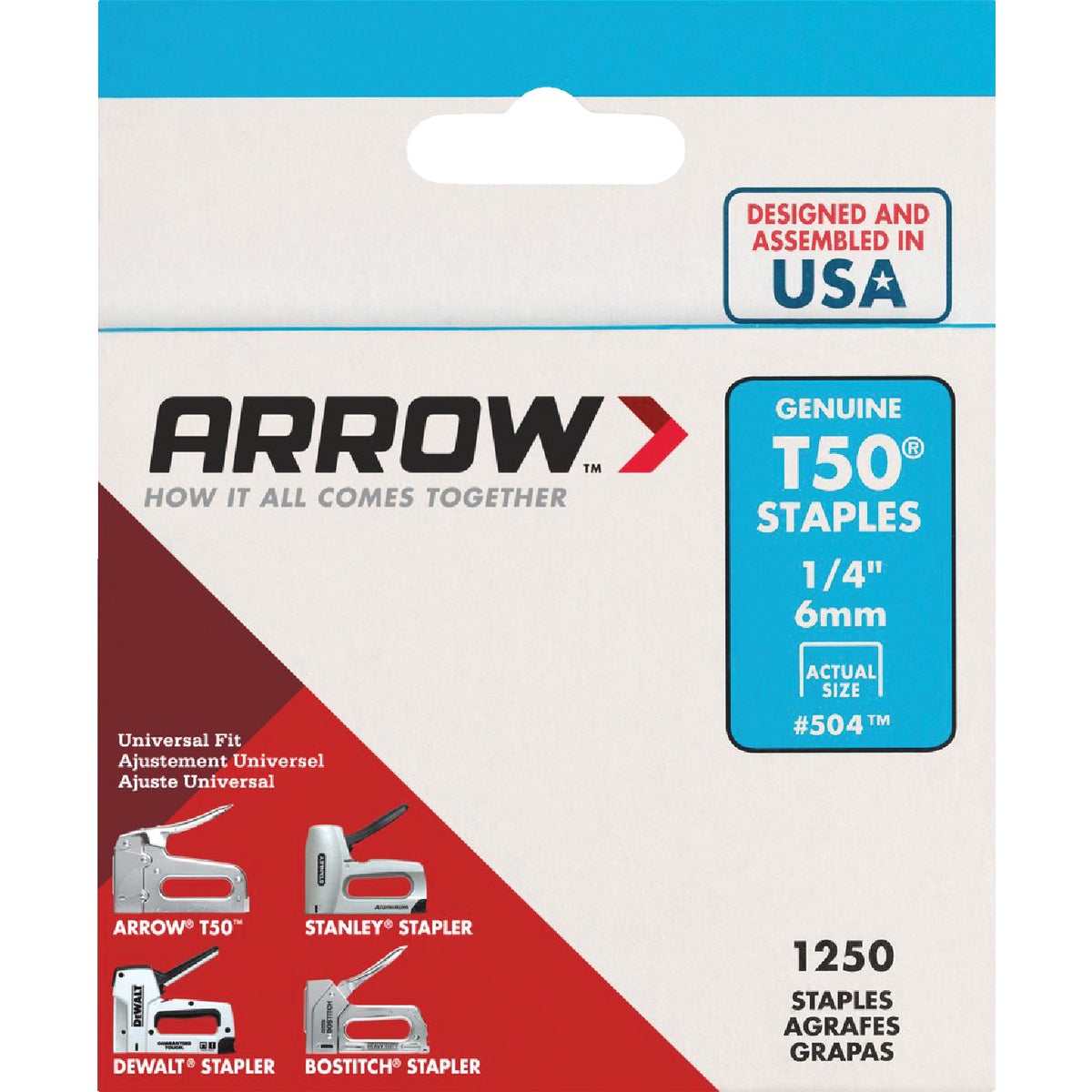Arrow T50 Heavy-Duty Staple, 1/4 In. (1250-Pack)
