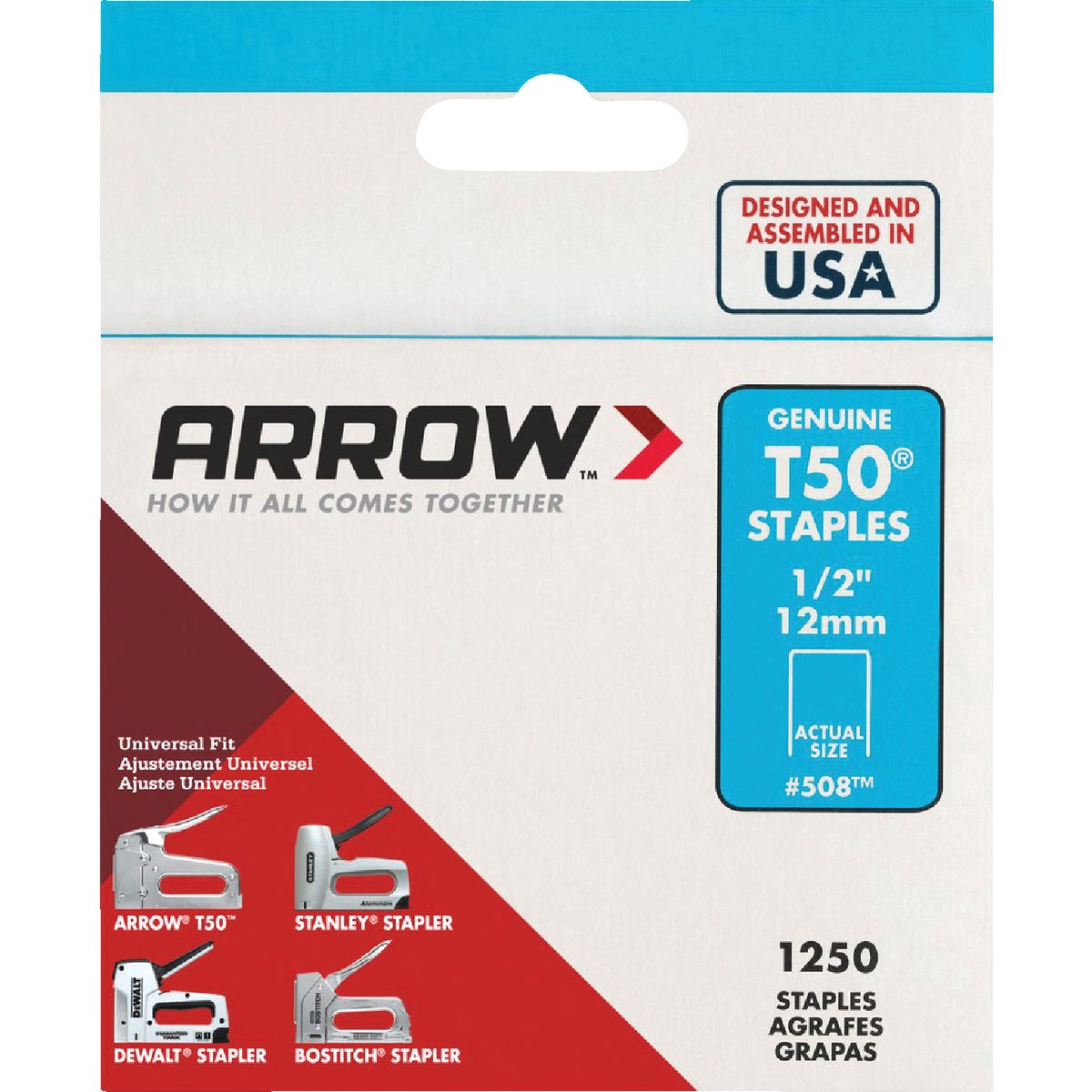 Arrow T50 Heavy-Duty Staple, 1/2 In. (1250-Pack)