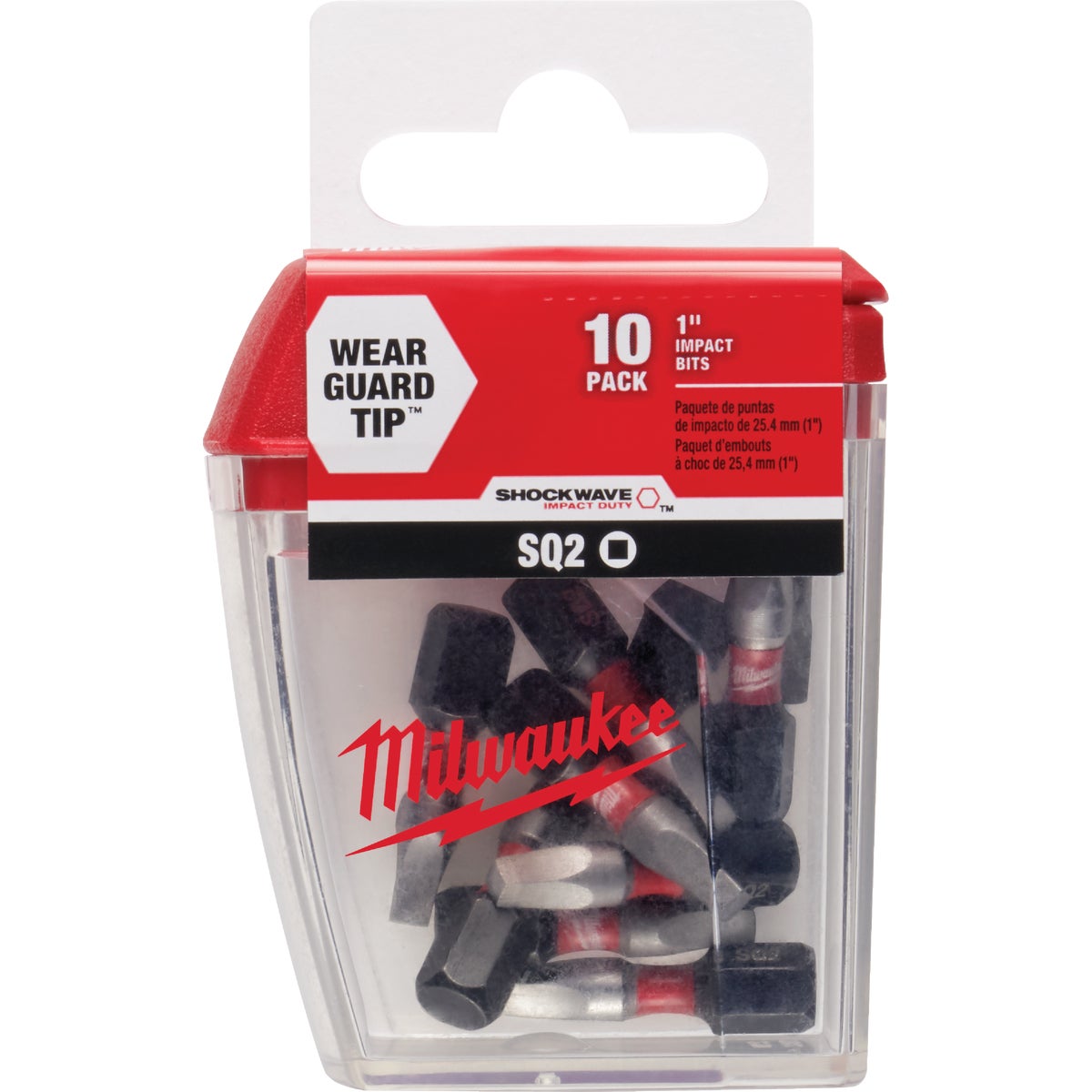 Milwaukee SHOCKWAVE #2 Square Recess 1 In. Insert Impact Screwdriver Bit (10-Pack) Image 1