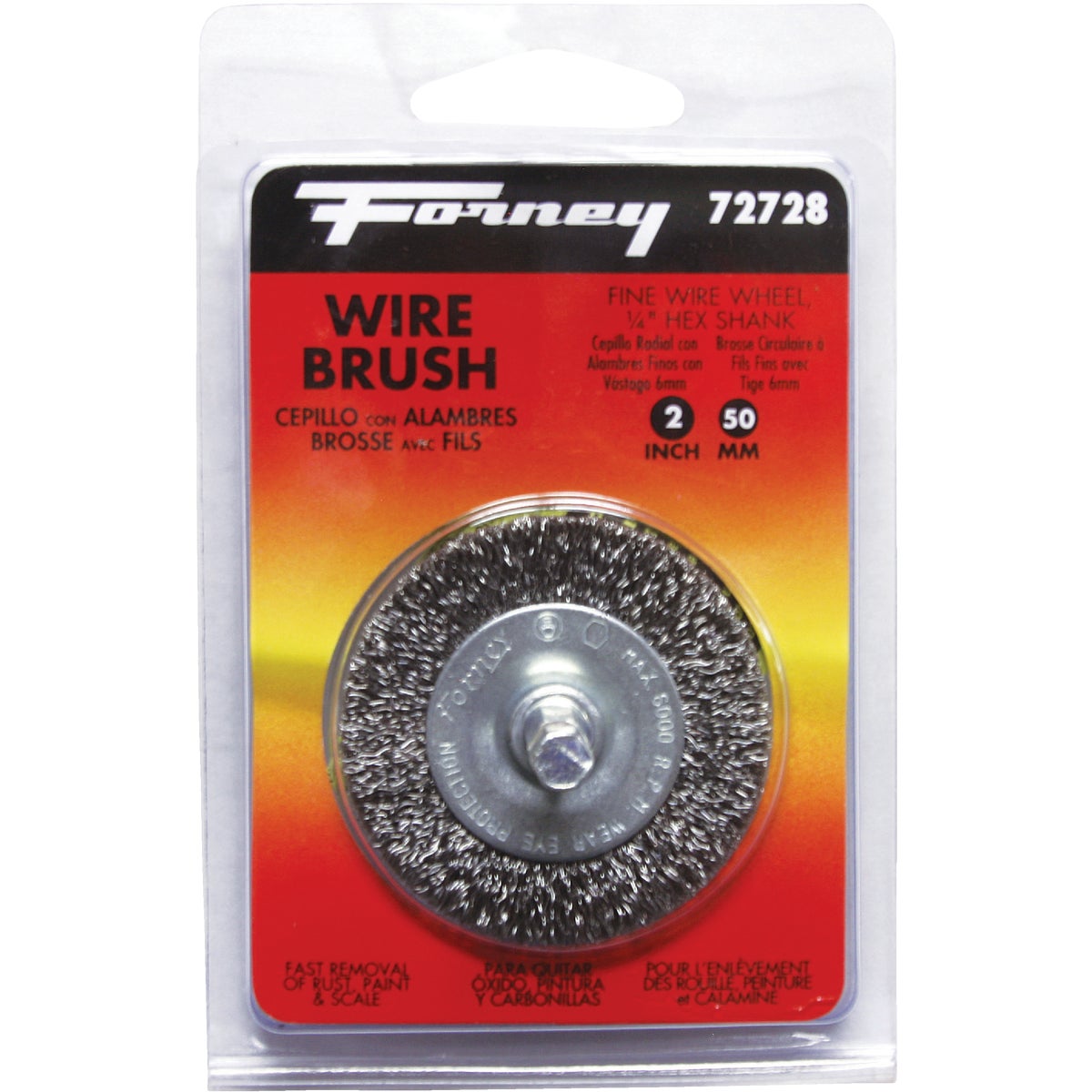 Forney 2 In. Hex Crimped, Fine Drill-Mounted Wire Wheel