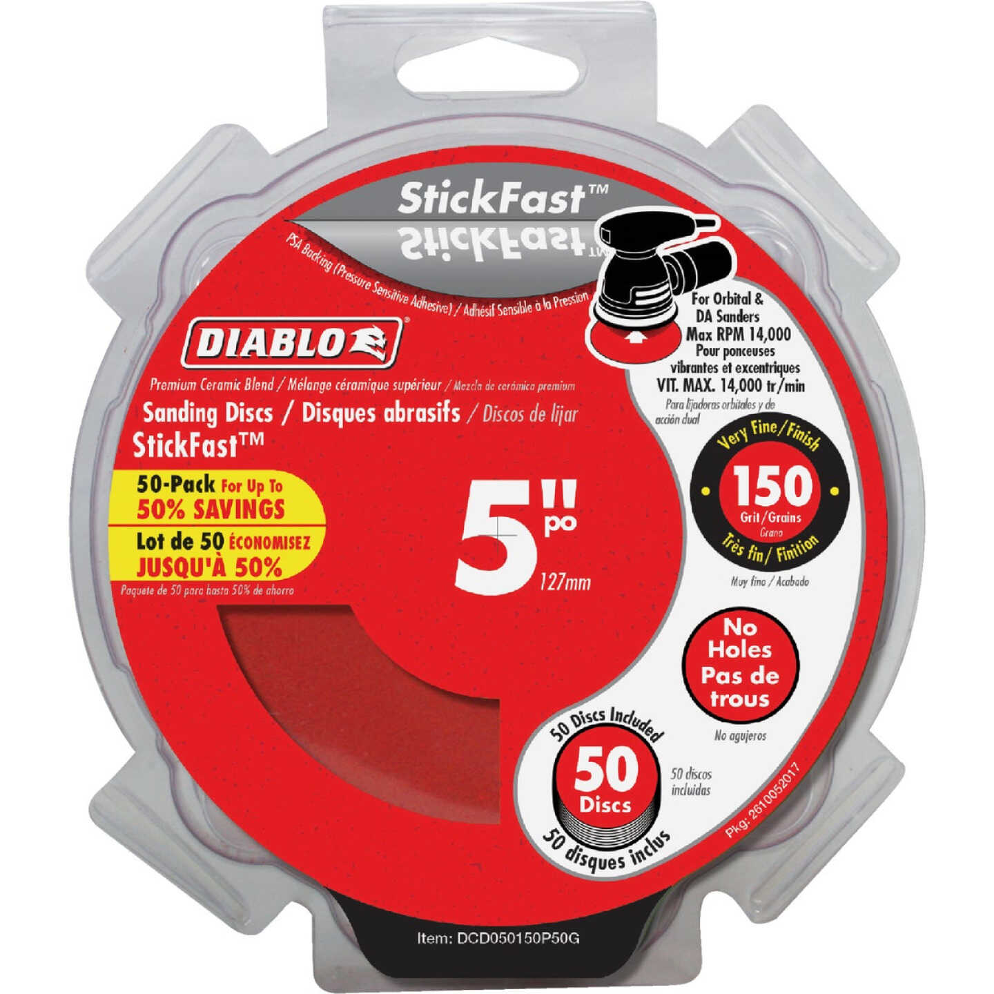 Diablo StickFast 5 In. 150 Grit Sanding Disc (50-Pack) Image 1