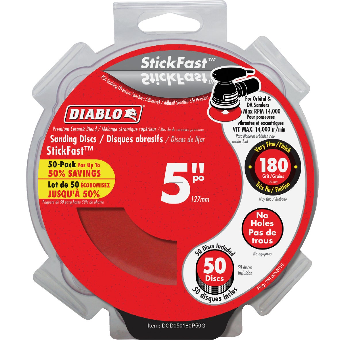 Diablo StickFast 5 In. 180 Grit Sanding Disc (50-Pack) Image 1