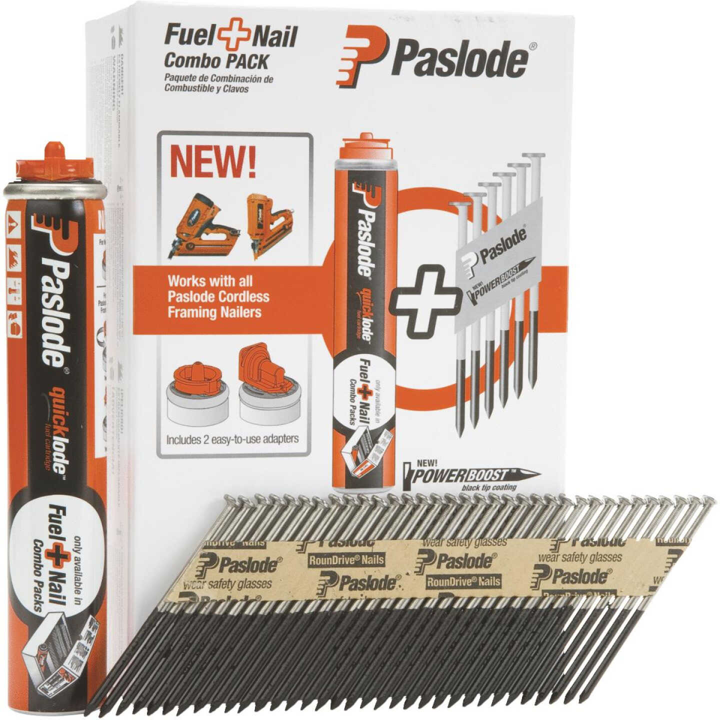 Paslode 30 Degree Bright Framing Nail & Fuel Combo Pack, 3-1/4 In. x .131 In. (1000-Pack Nails + 1 F Image 1