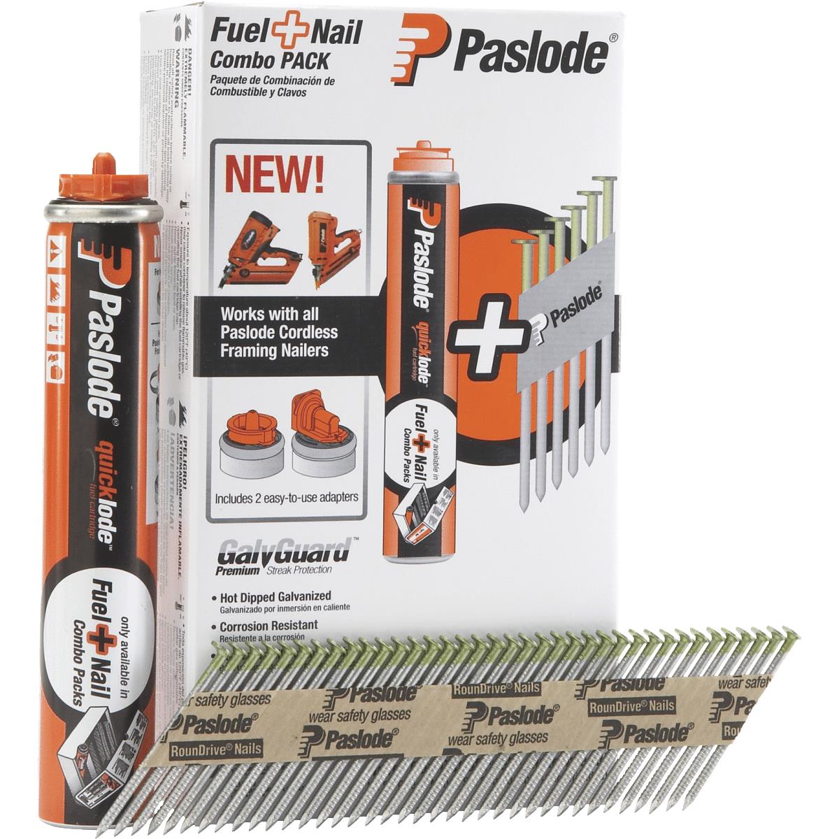 Paslode 30 Degree Hot-Dipped Galvanized Framing Nail & Fuel Combo Pack, 2-3/8 In. x .113 In. (1000-P