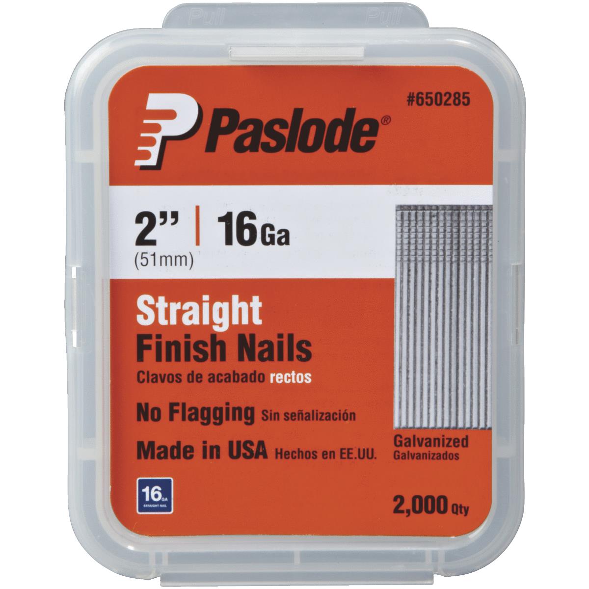 Paslode 16-Gauge Galvanized Straight Finish Nail, 2 In. (2000-Pack) Image 1