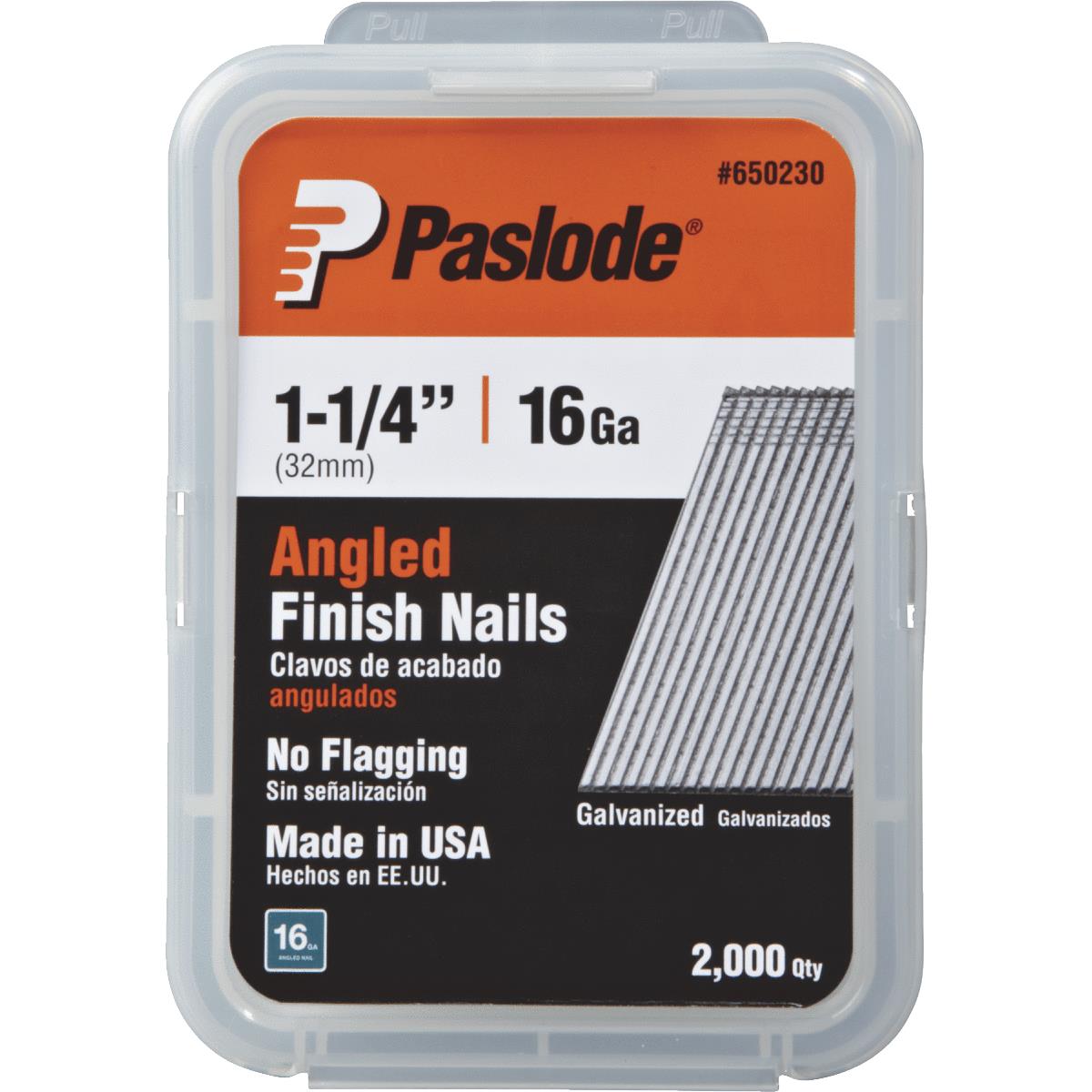 Paslode 16-Gauge Galvanized Angled Finish Nail, 1-1/4 In. (2000-Pack)