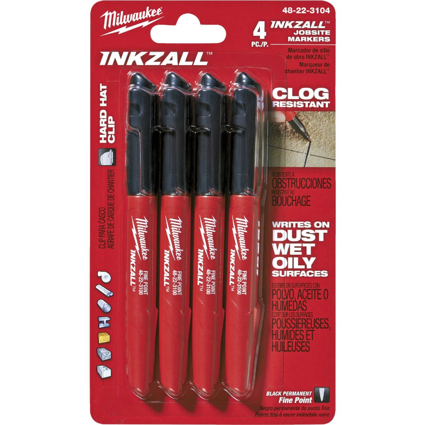 Milwaukee INKZALL Fine Point Black Job Site Marker (4-Pack) Image 1