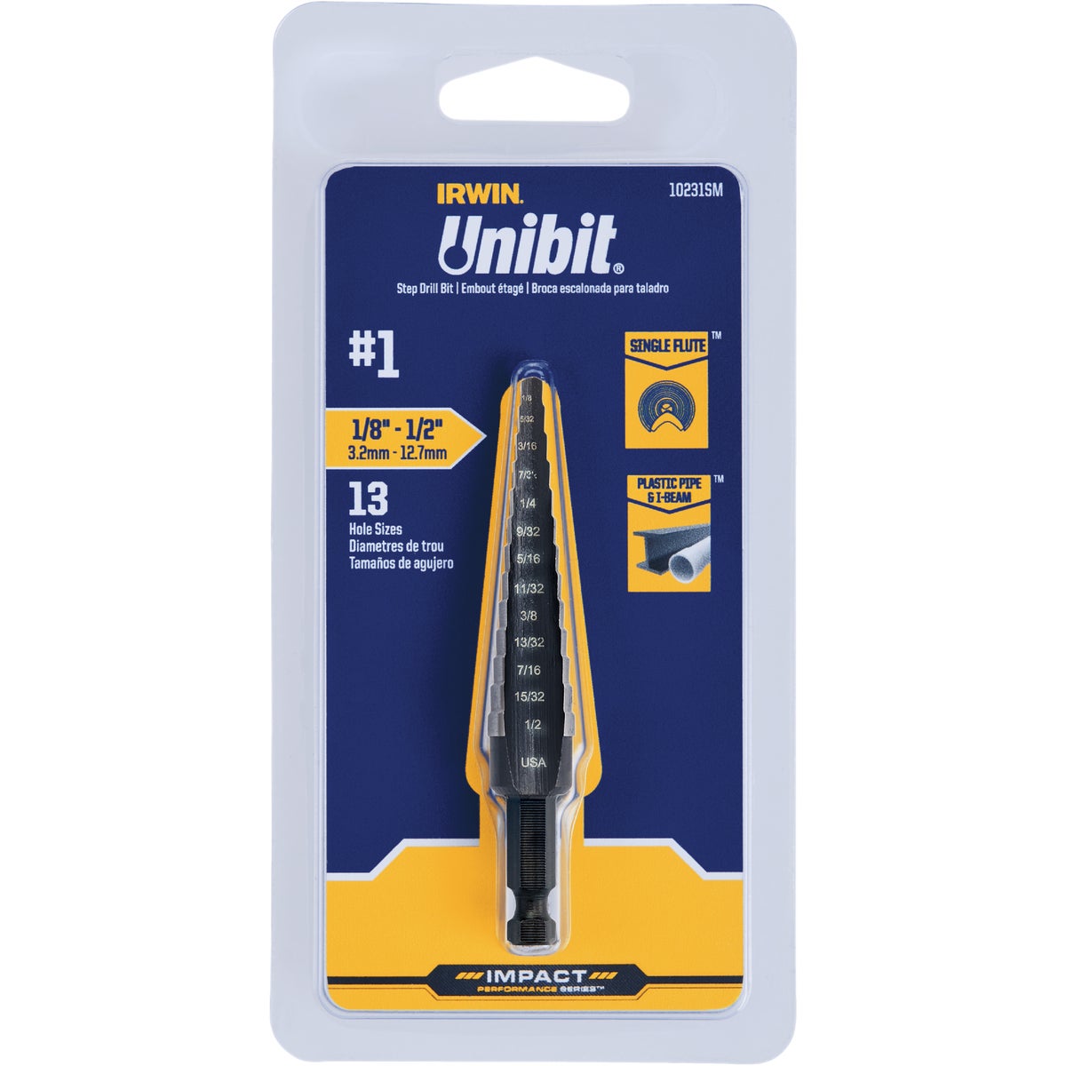 Irwin Unibit 1/8 In. - 1/2 In. #1 Step Drill Bit, 13 Steps Image 4