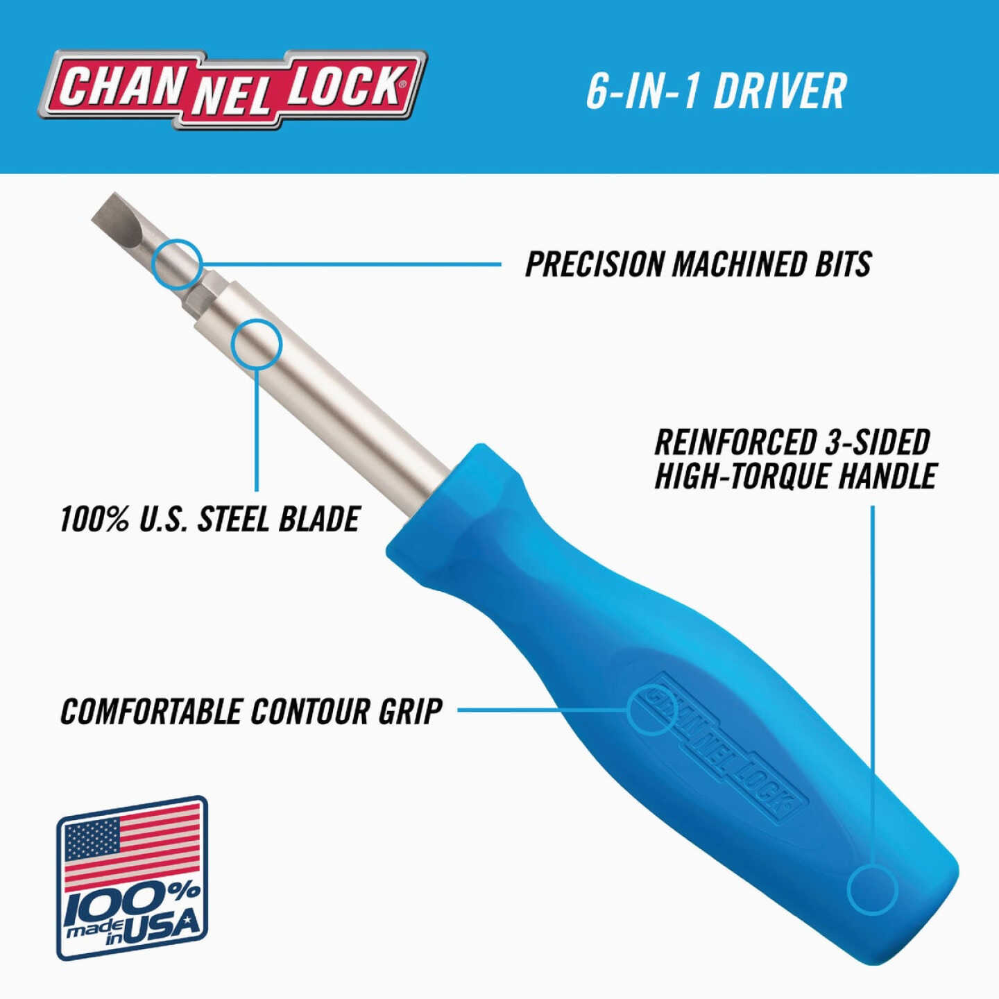 Channellock 6-in-1 Professional Multi-Bit Screwdriver Image 2