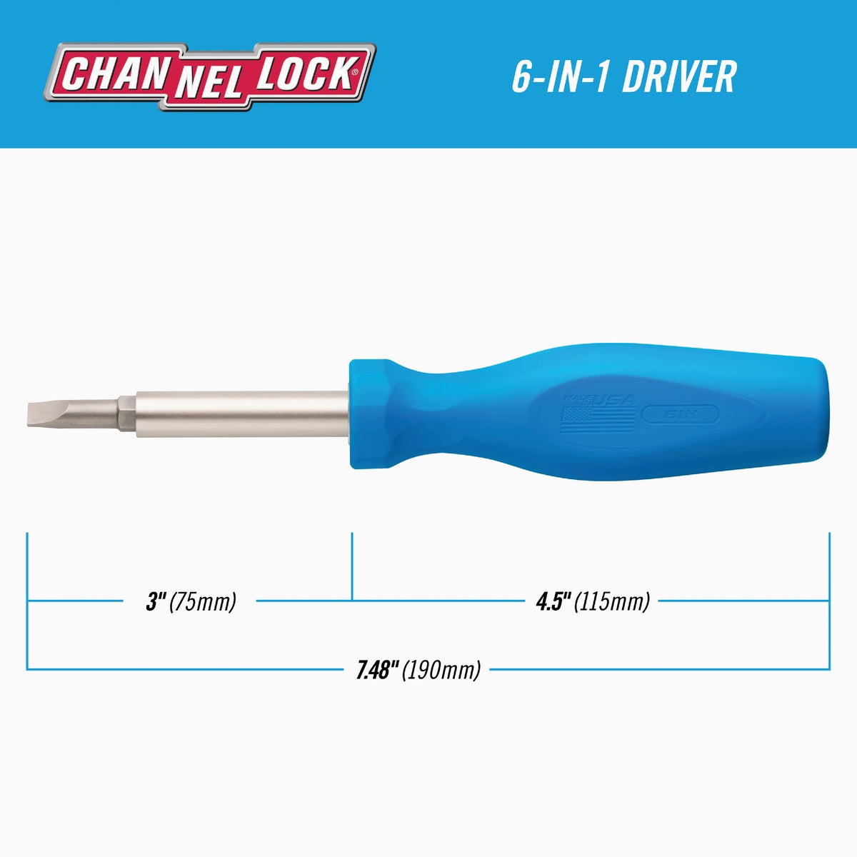 Channellock 6-in-1 Professional Multi-Bit Screwdriver Image 3