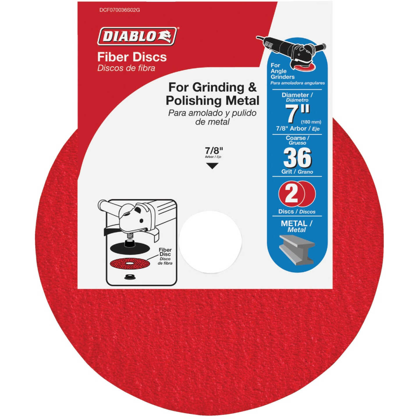 Diablo 7 In. 36-Grit Fiber Disc (2-Pack) Image 1