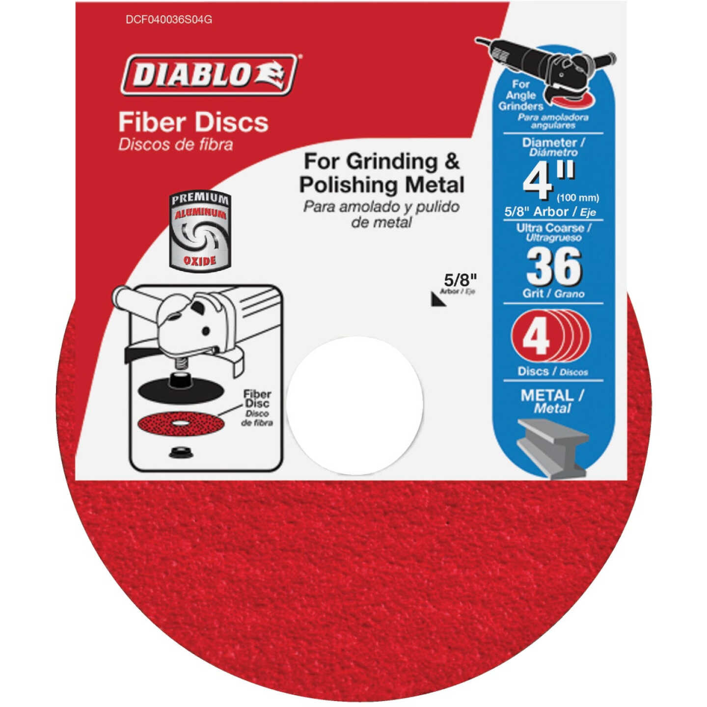 Diablo 4 In. 36-Grit Fiber Disc (4-Pack) Image 1