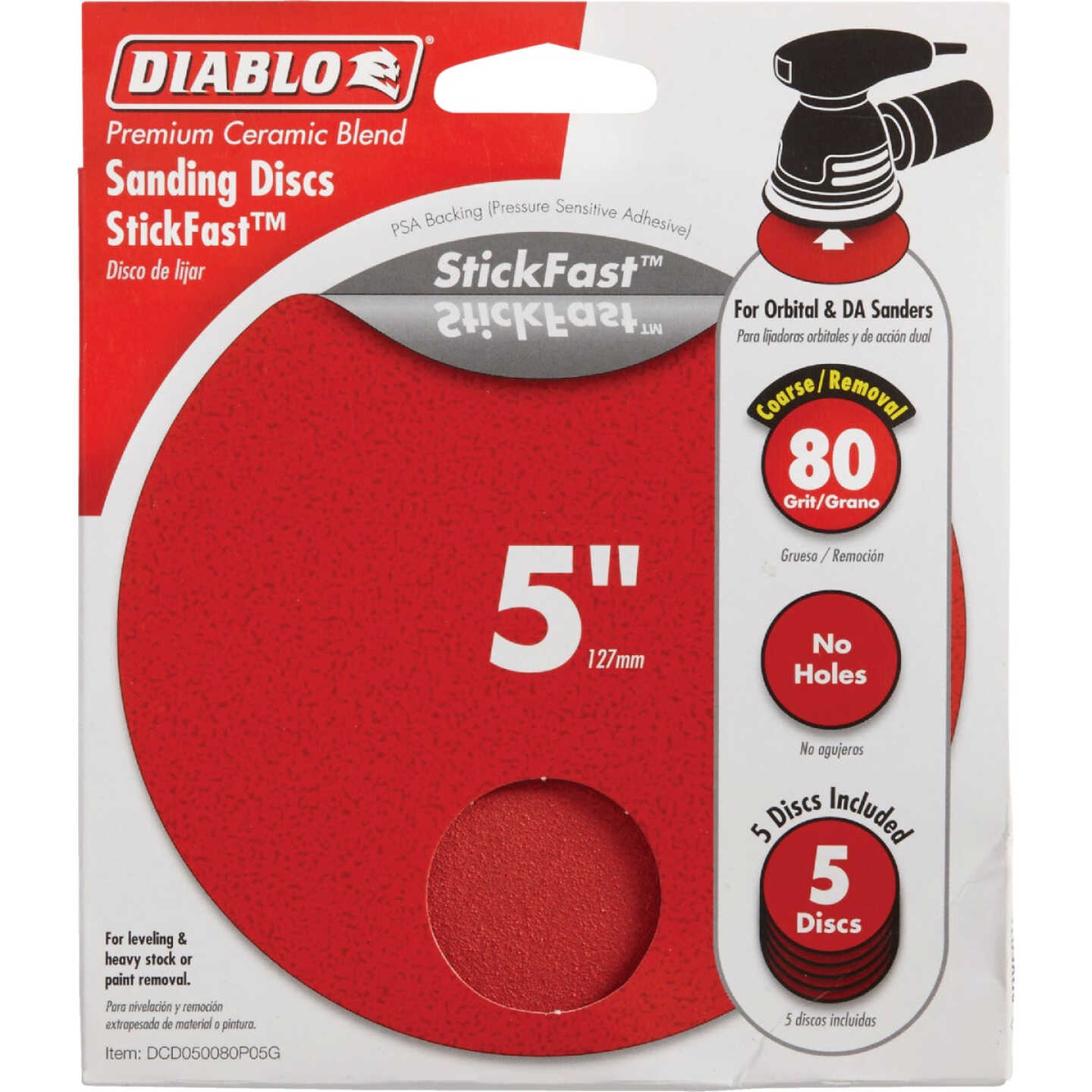 Diablo StickFast 5 In. 80 Grit Sanding Disc (5-Pack) Image 1