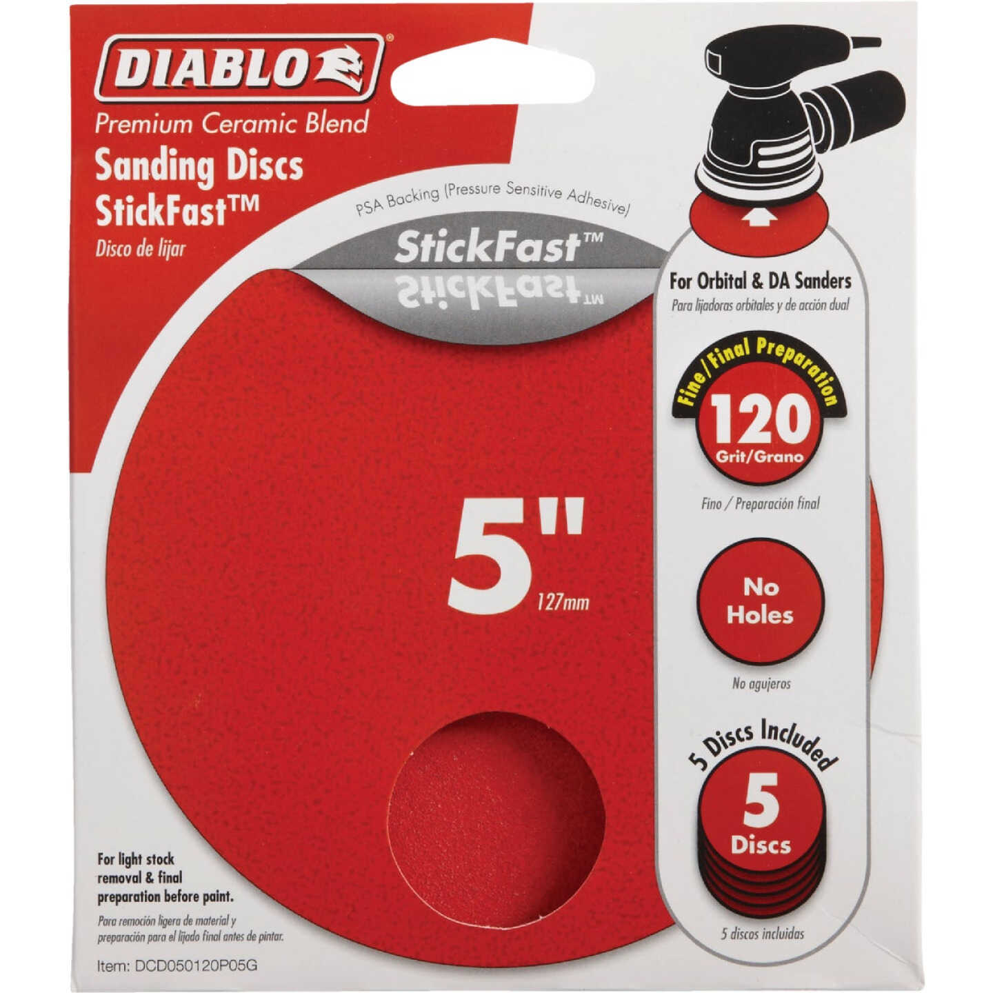 Diablo StickFast 5 In. 120 Grit Sanding Disc (5-Pack) Image 1