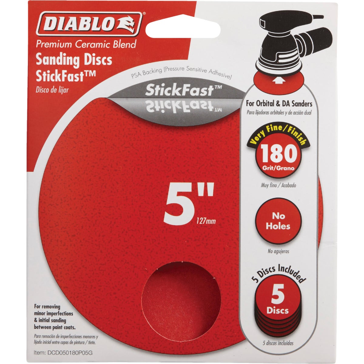 Diablo StickFast 5 In. 180 Grit Sanding Disc (5-Pack) Image 1