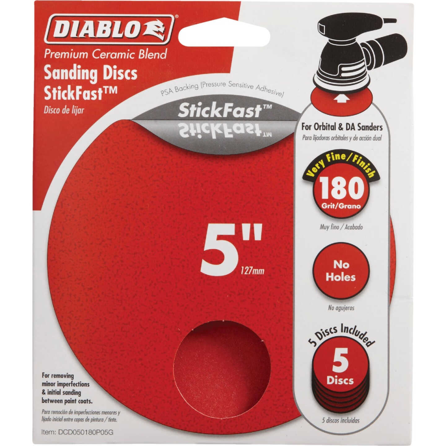 Diablo StickFast 5 In. 180 Grit Sanding Disc (5-Pack) Image 1