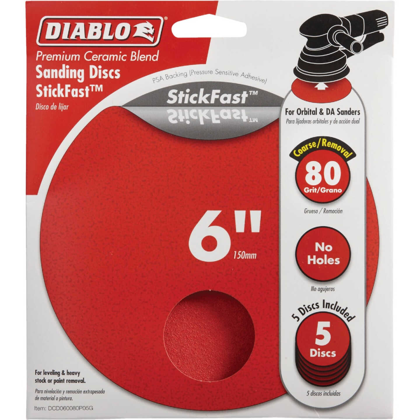 Diablo StickFast 6 In. 80 Grit Sanding Disc (5-Pack) Image 1