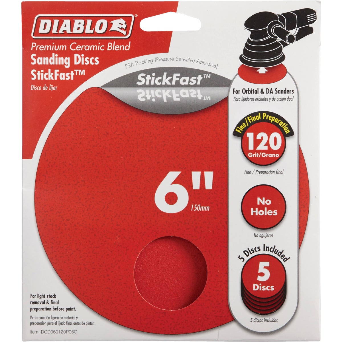 Diablo StickFast 6 In. 120 Grit Sanding Disc (5-Pack) Image 1