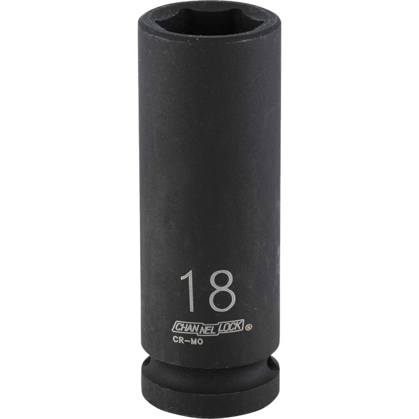 Channellock 1/2 In. Drive 18 mm 6-Point Deep Metric Impact Socket Image 1