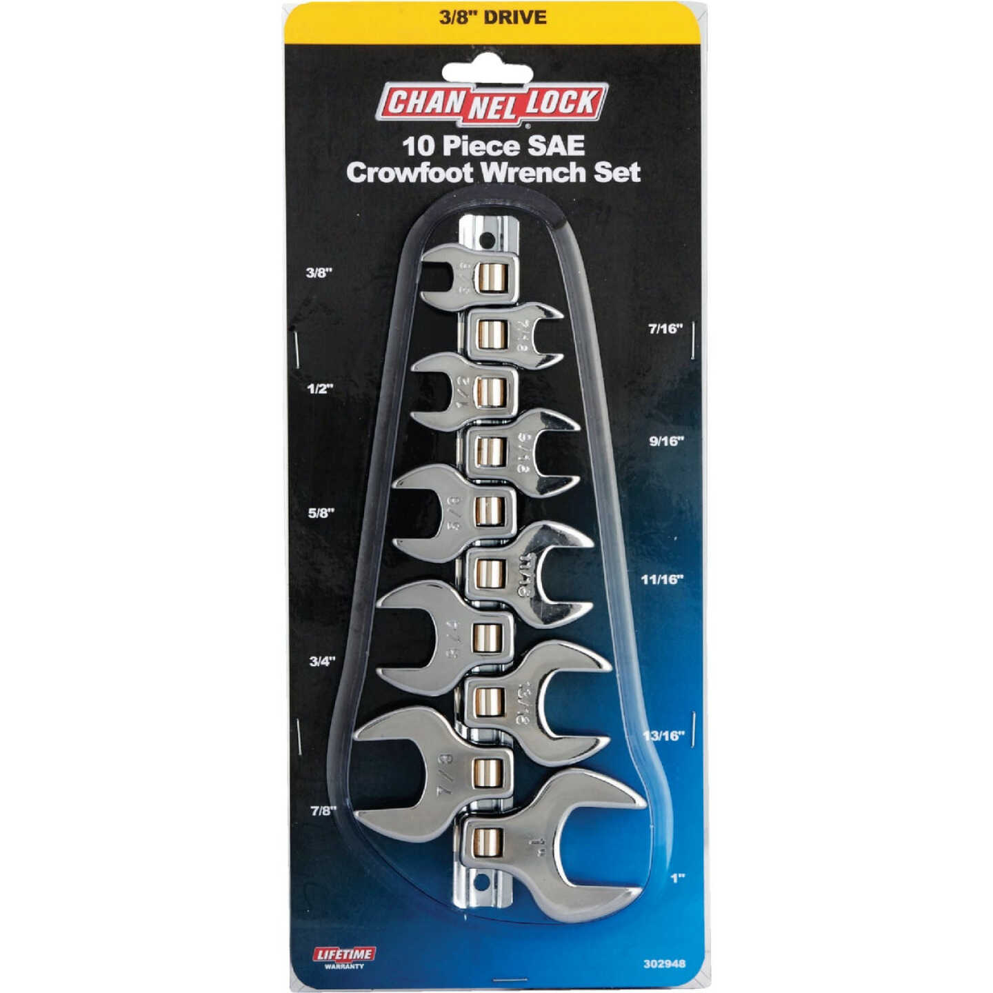 Channellock Standard 3/8 In. Drive Crowfoot Wrench Set (10-Piece) Image 1
