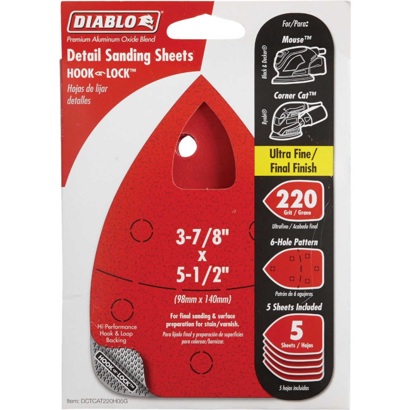 Diablo 220 Grit Mouse Sandpaper (5-Pack) Image 1