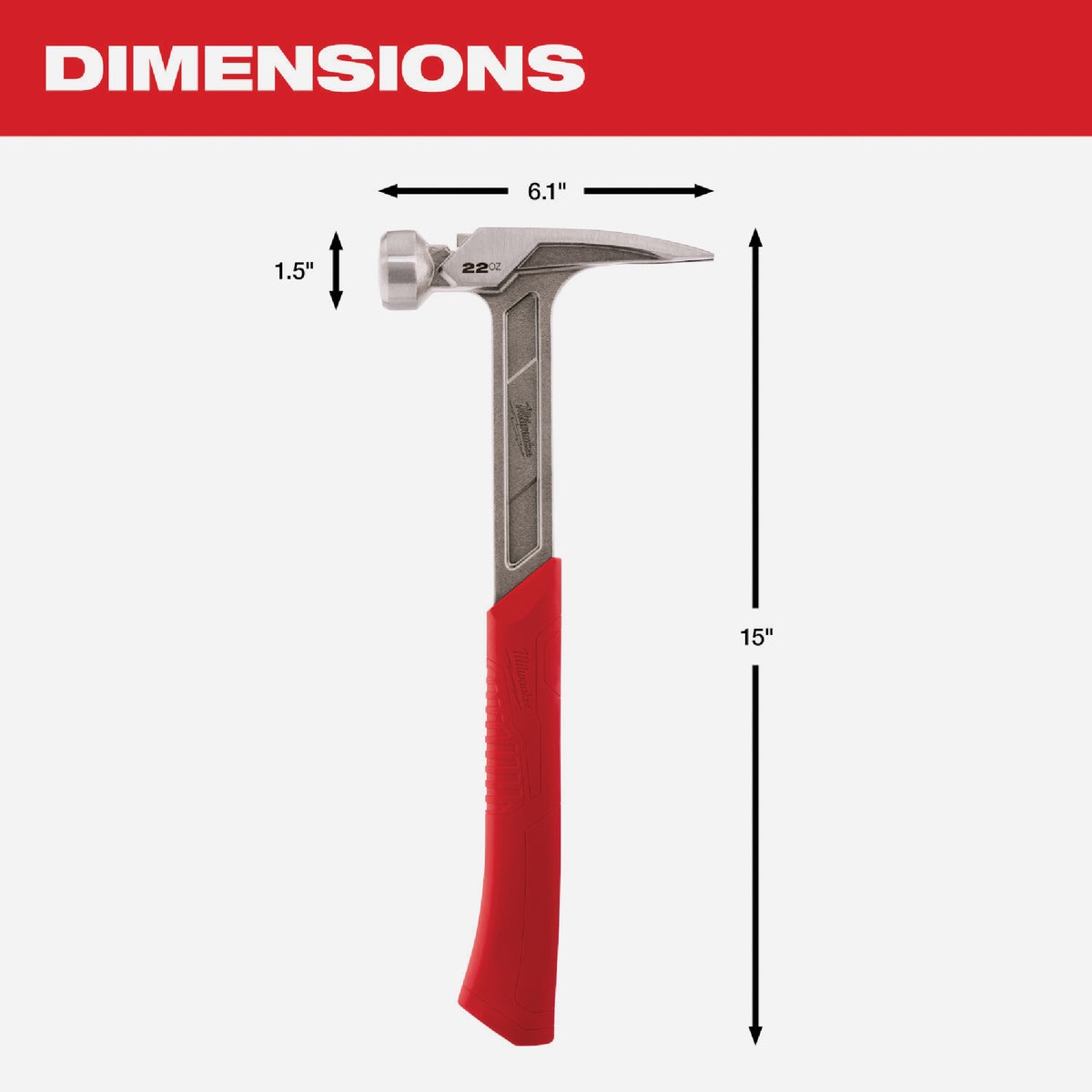 Milwaukee 22 Oz. Smooth-Face Framing Hammer with Steel I-Beam Handle Image 3