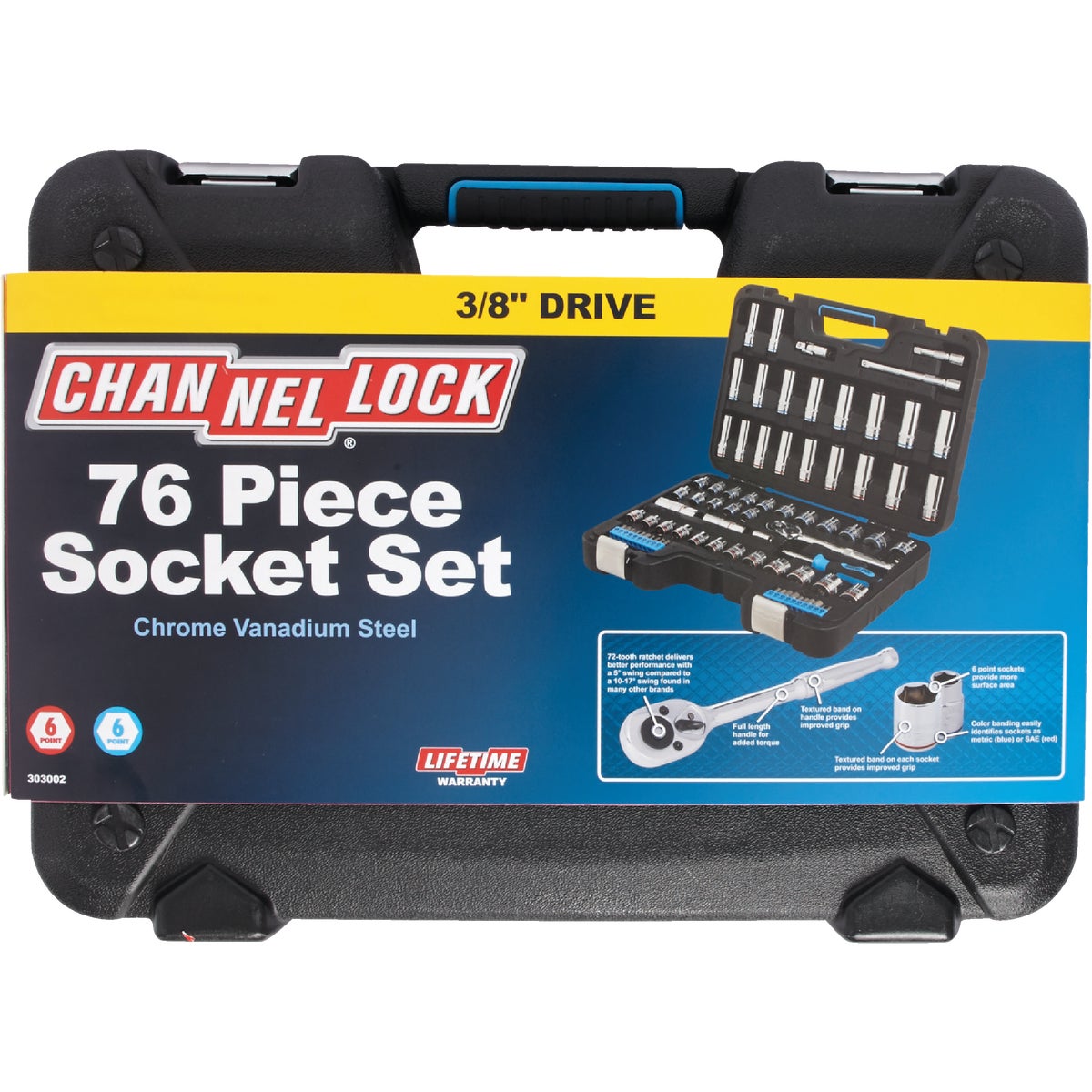 Channellock Standard/Metric 3/8 In. Drive 6-Point Combination Ratchet & Socket Set (76-Piece) Image 7