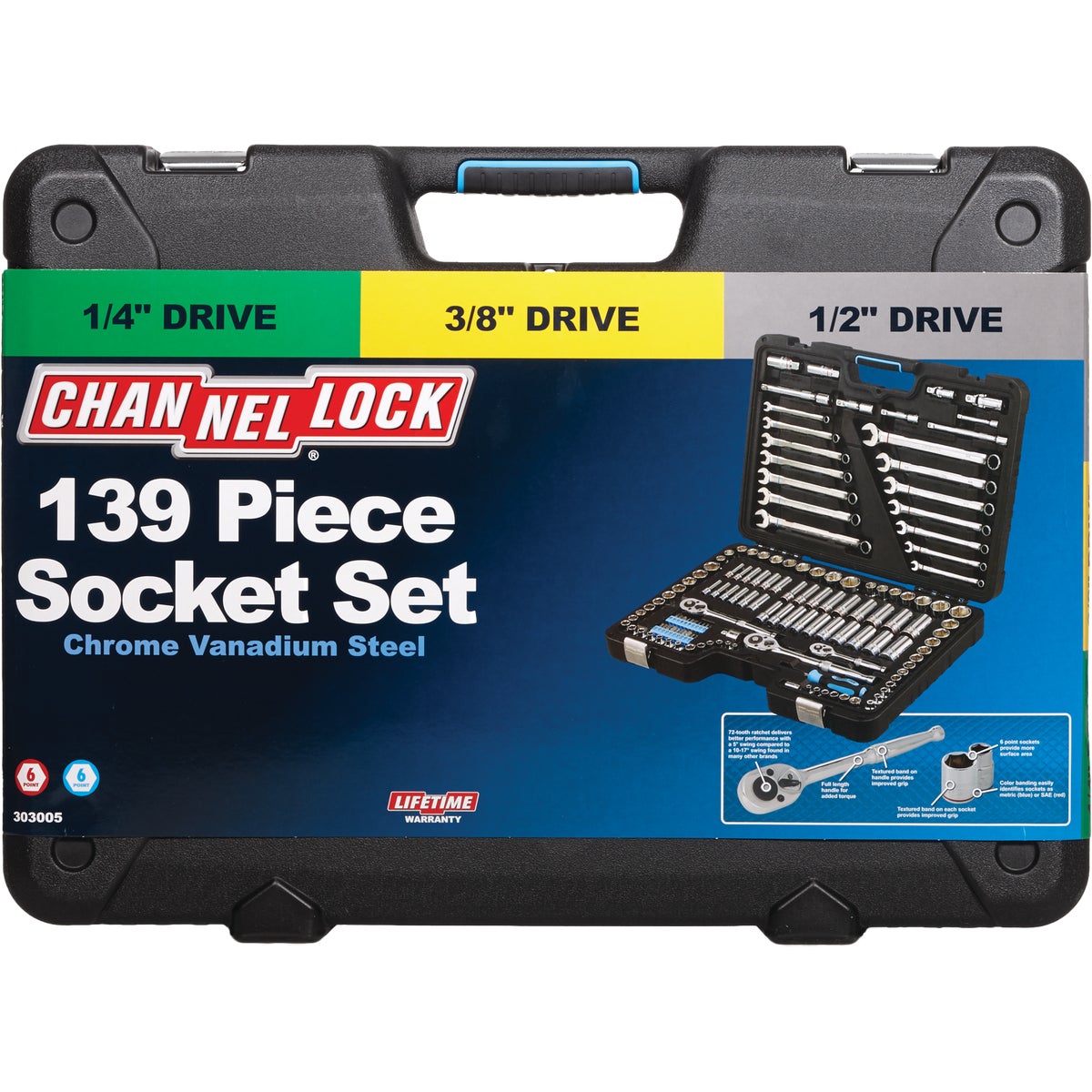Channellock SAE & Metric 6-Point Combination Ratchet & Socket Set (139-Piece) Image 7