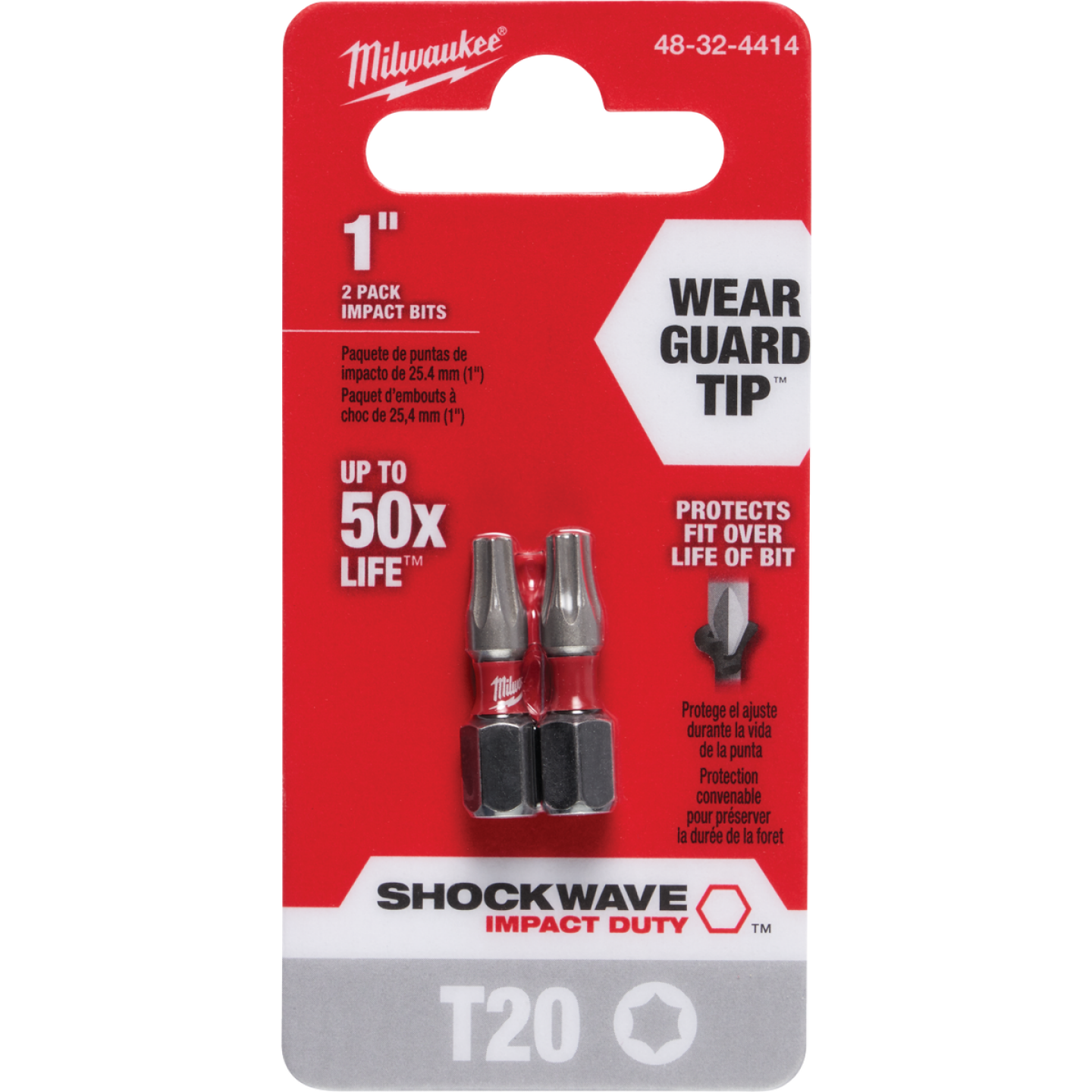 Milwaukee SHOCKWAVE T20 TORX 1 In. Insert Impact Screwdriver Bit (2-Pack) Image 1