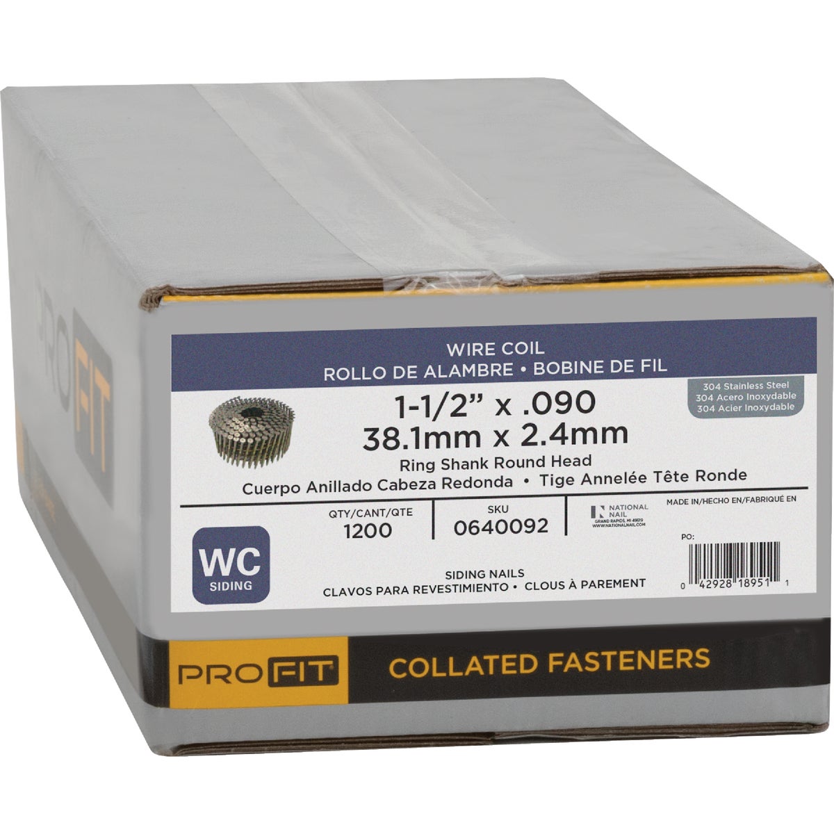 Pro-Fit 1-1/2 In. x 0.090 In. 15 Degree Wire Weld 304-Stainless Steel Coil Siding Nail (1200 Ct.) Image 2