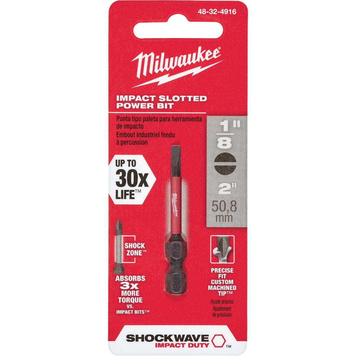 Milwaukee SHOCKWAVE 1/8 In. Slotted 2 In. Power Impact Screwdriver Bit Image 1