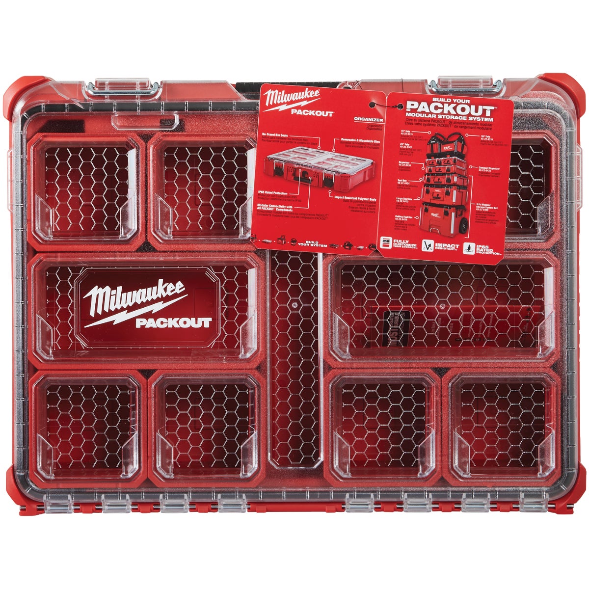 Milwaukee PACKOUT 15 In. W x 4.50 In. H x 19.75 In. L Small Parts Organizer with 10 Bins Image 2