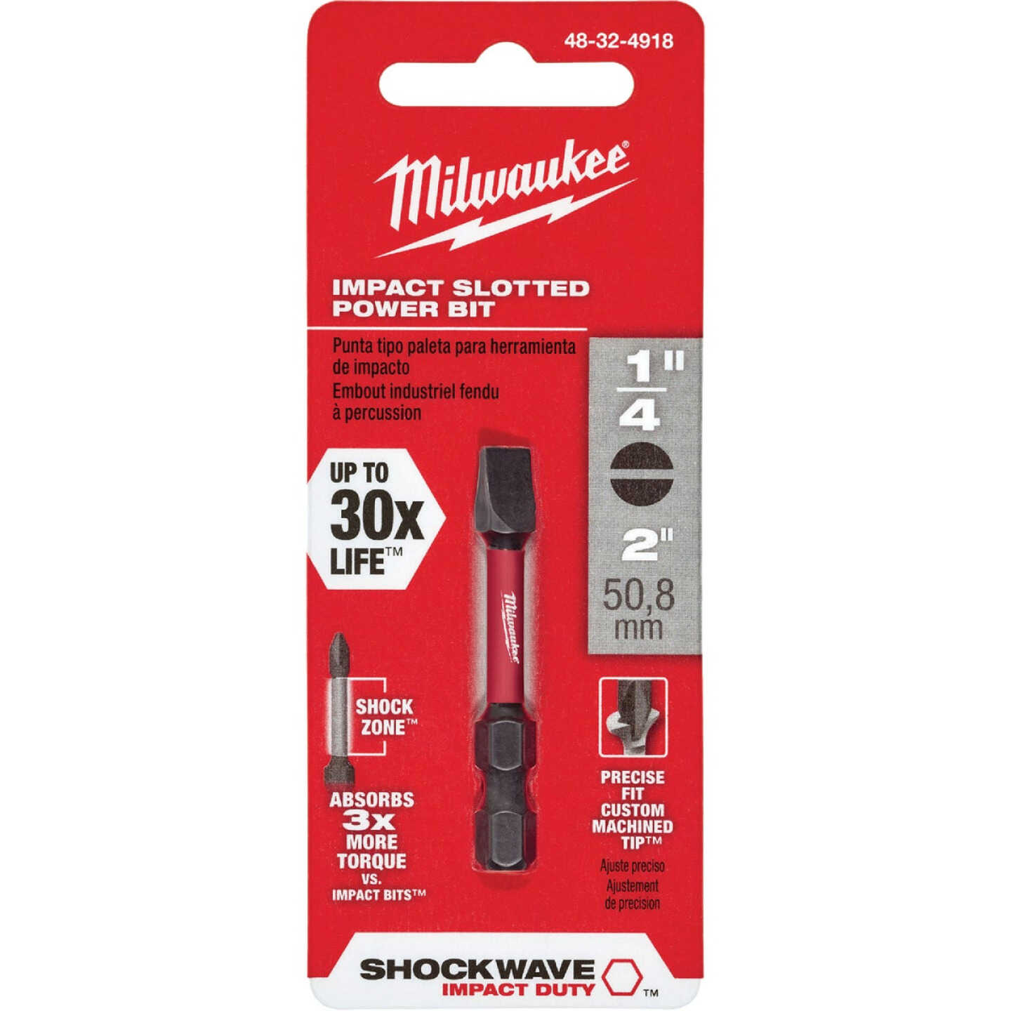 Milwaukee SHOCKWAVE 1/4 In. Slotted 2 In. Power Impact Screwdriver Bit Image 1