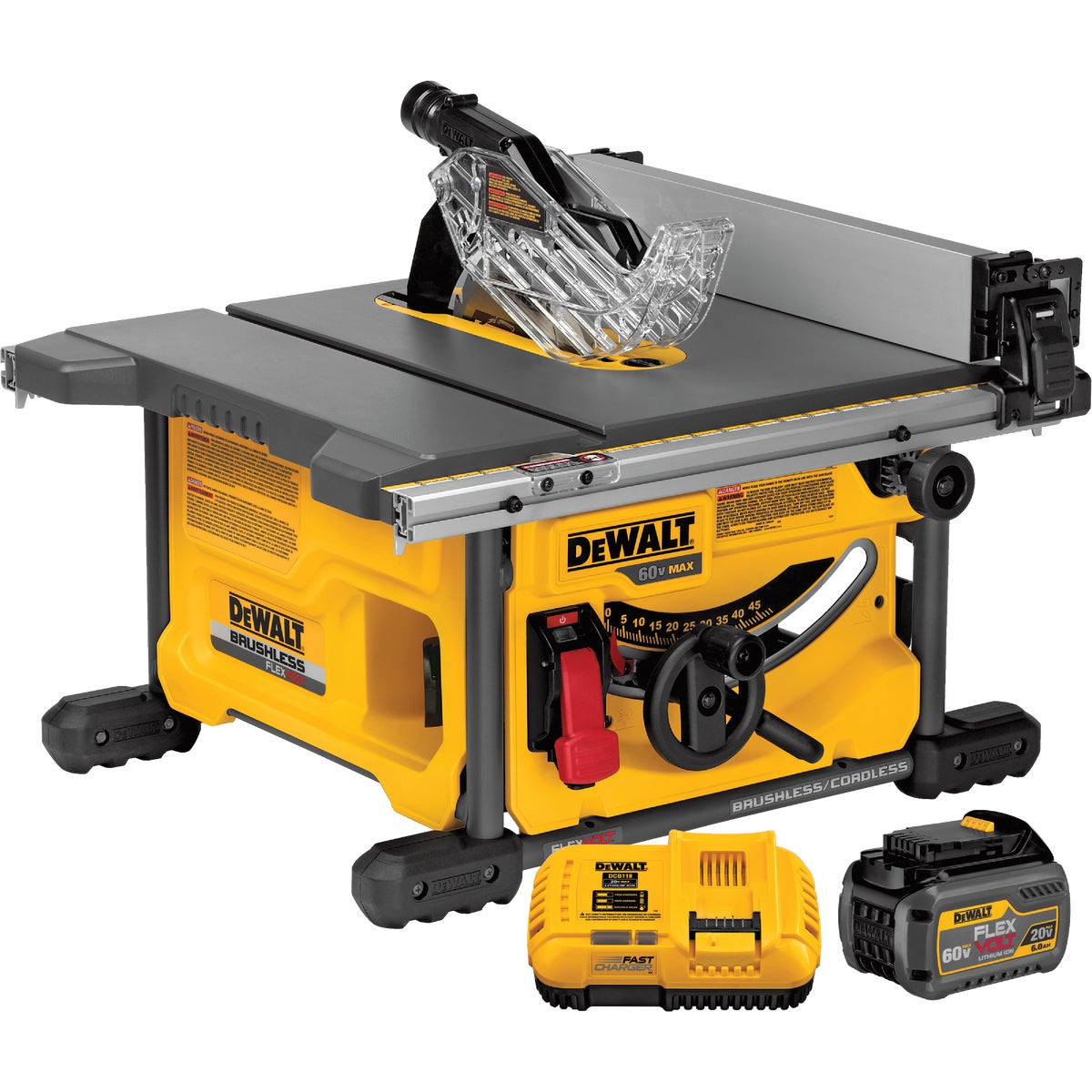 DEWALT FLEXVOLT 60V MAX Brushless 8-1/4 In. Cordless Table Saw Kit with 6.0 Ah Battery & Charger