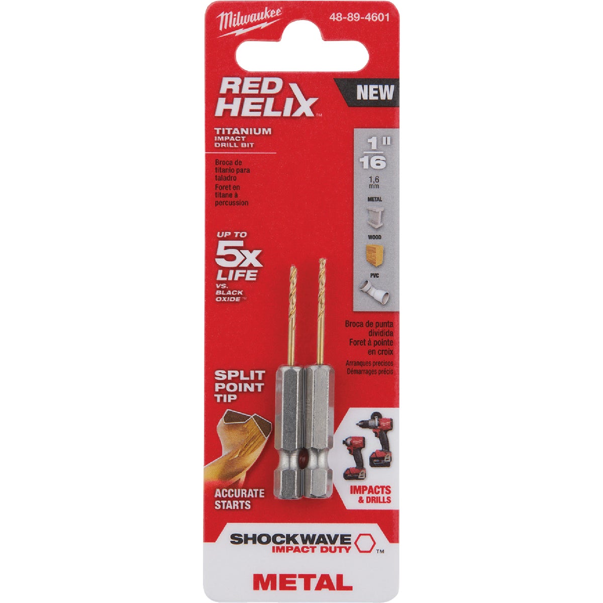 Milwaukee SHOCKWAVE Impact Duty 1/16 In. Titanium Hex Shank Drill Bit Image 3