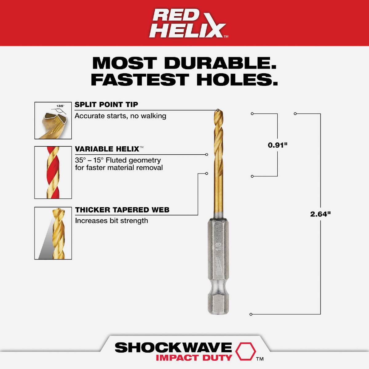 Milwaukee SHOCKWAVE Impact Duty 1/8 In. Titanium Hex Shank Drill Bit Image 2